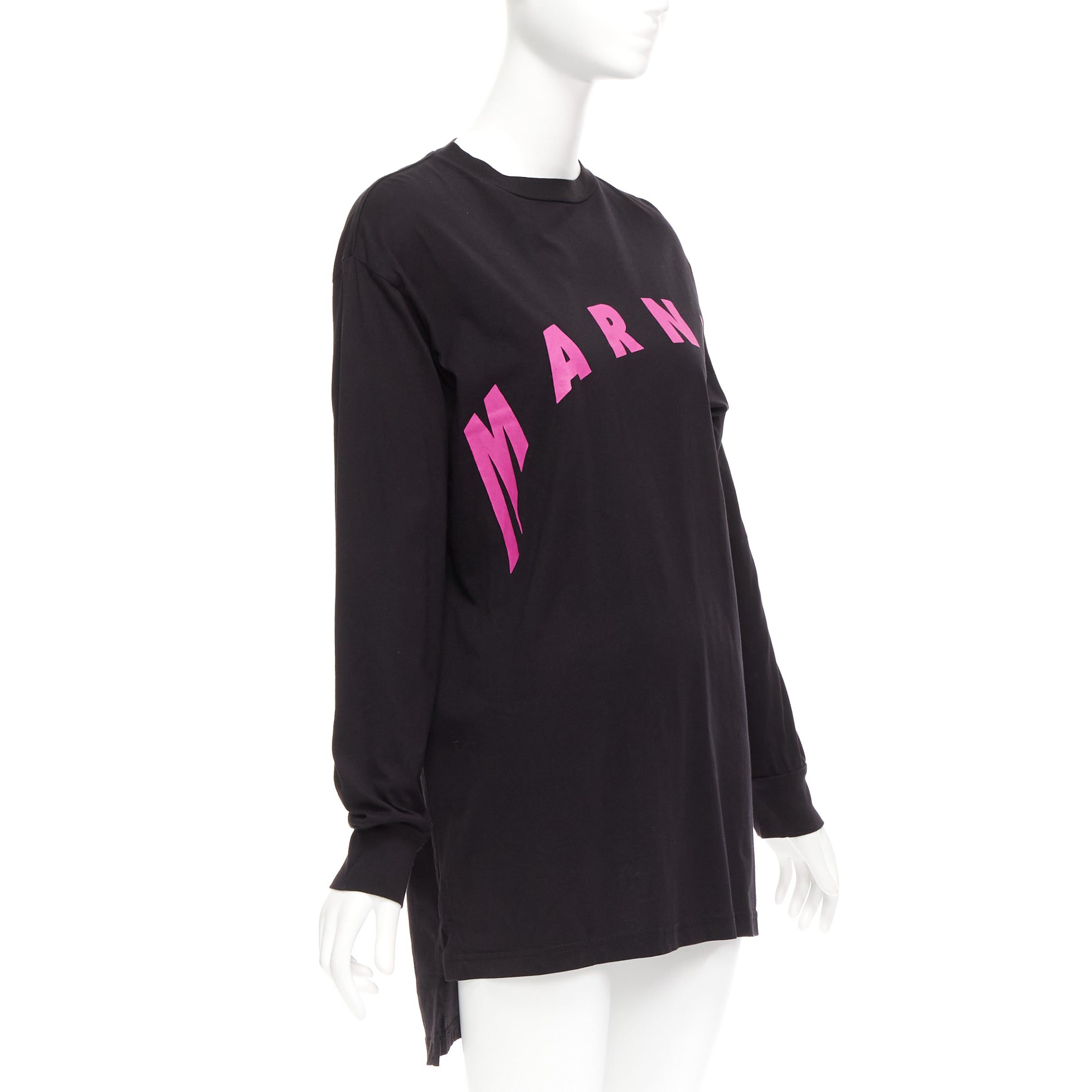 Marni MARNI black pink logo print long sleeve crew neck sweater dress IT38 XS Size XS / US 0-2 / IT 36-38 - 3 Thumbnail