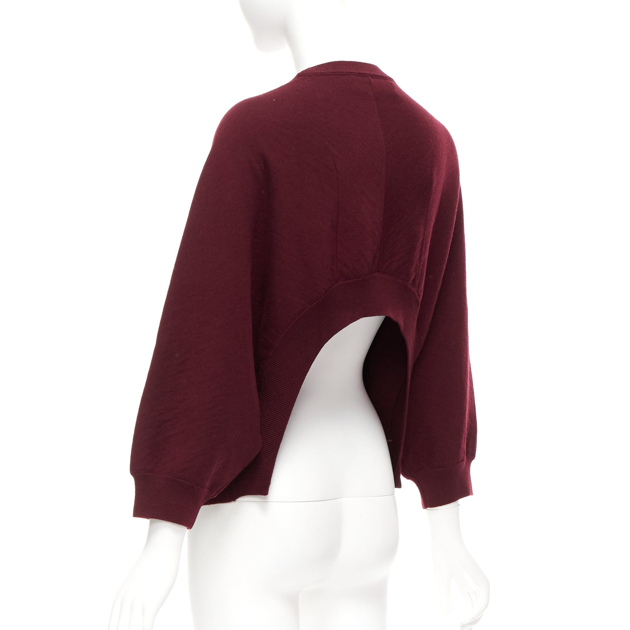 Marni MARNI 100% wool burgundy crop back batwing boxy sweater IT38 S Size XS / US 0-2 / IT 36-38 - 5 Thumbnail