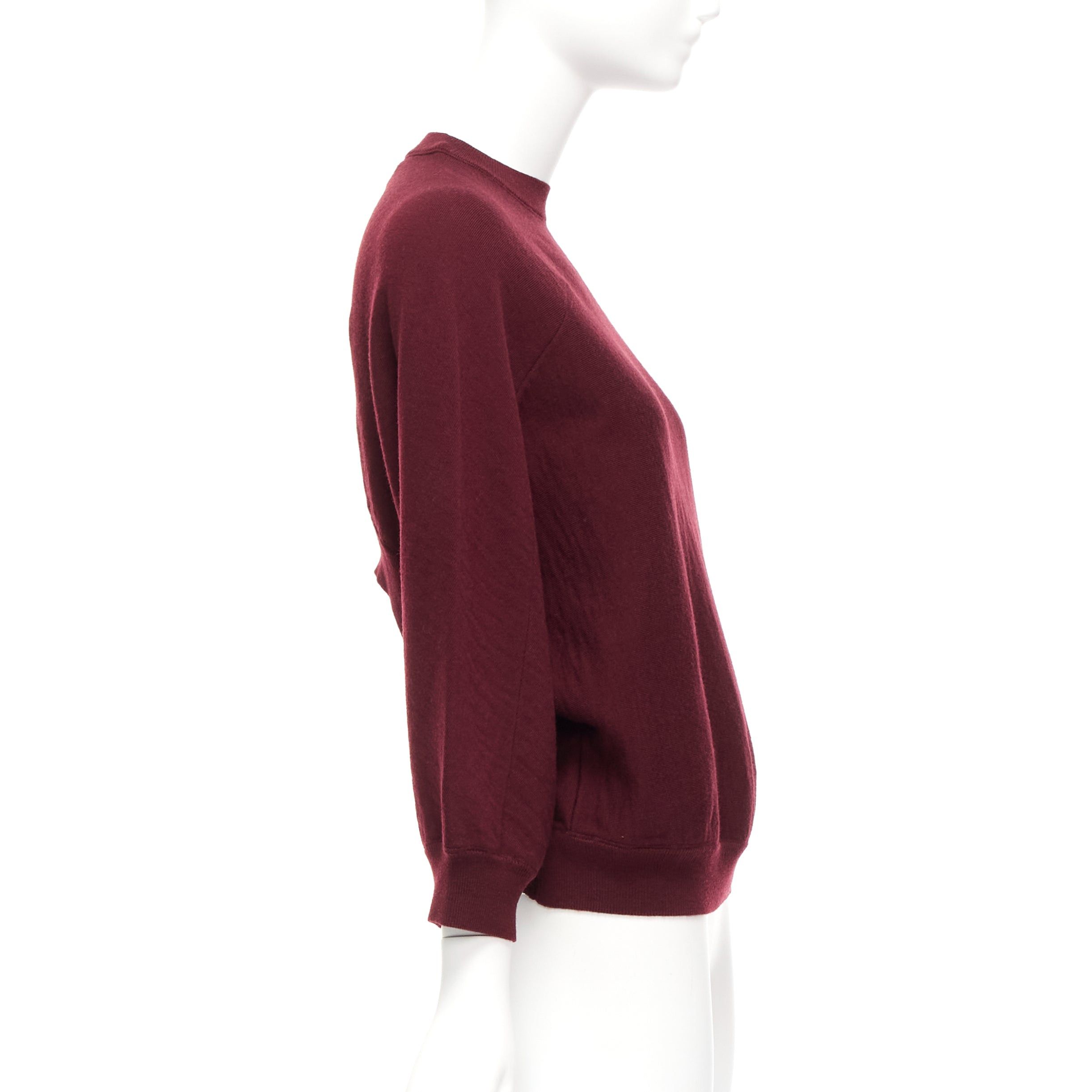 Marni MARNI 100% wool burgundy crop back batwing boxy sweater IT38 S Size XS / US 0-2 / IT 36-38 - 3 Thumbnail