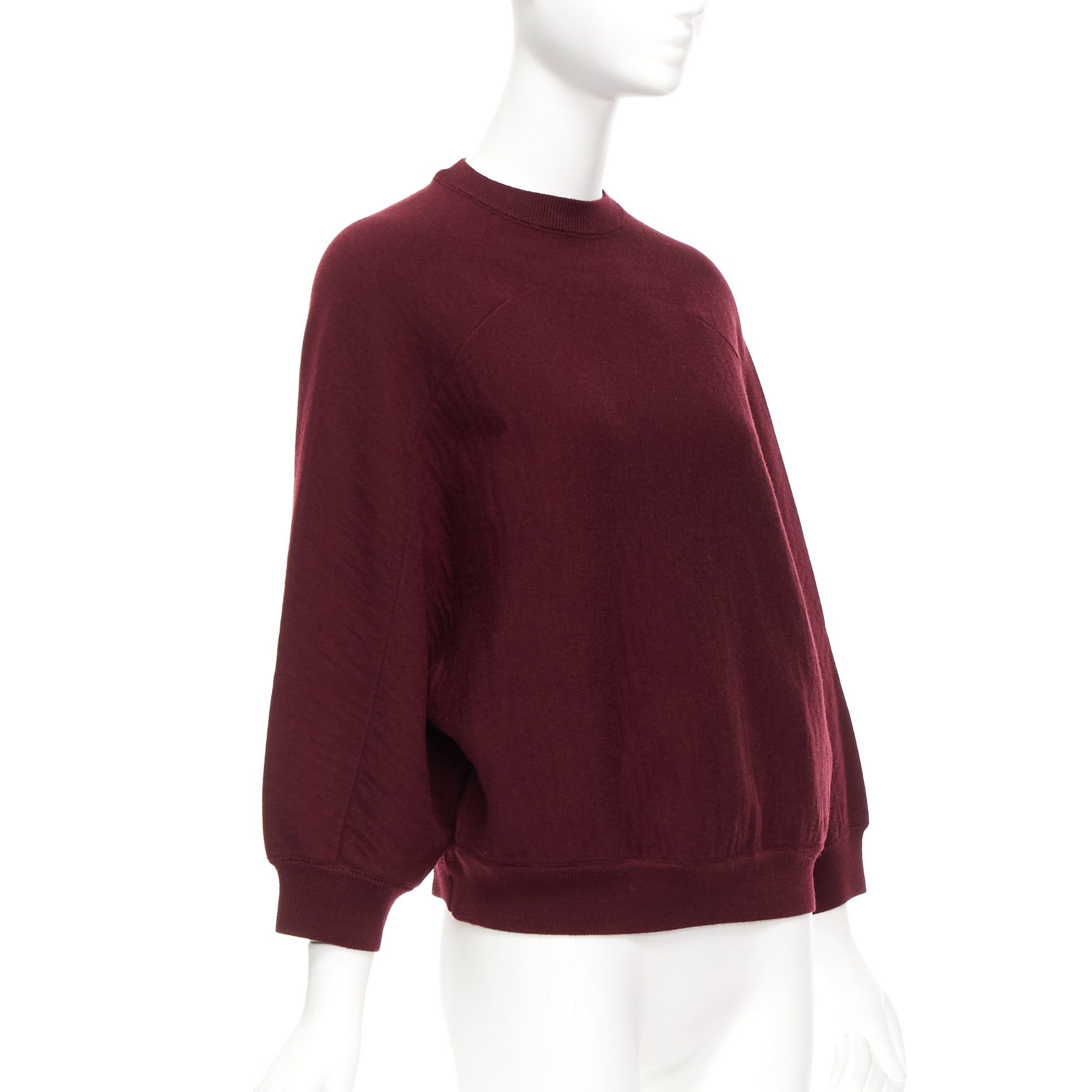 Marni MARNI 100% wool burgundy crop back batwing boxy sweater IT38 S Size XS / US 0-2 / IT 36-38 - 2 Thumbnail