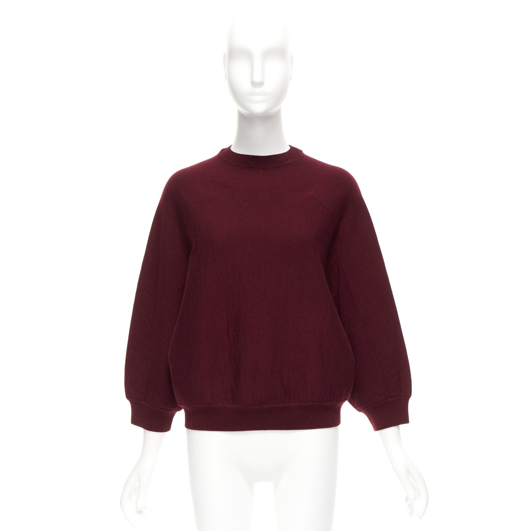 Marni MARNI 100% wool burgundy crop back batwing boxy sweater IT38 S Size XS / US 0-2 / IT 36-38 - 9 Thumbnail