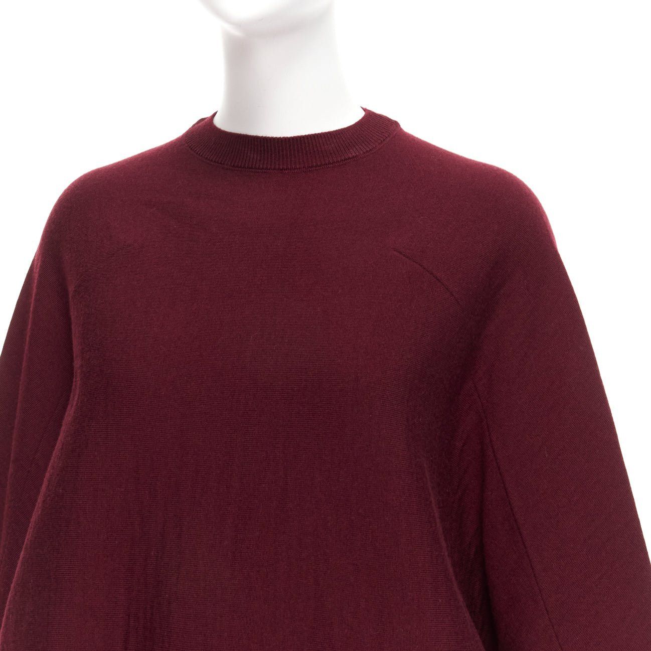 Marni MARNI 100% wool burgundy crop back batwing boxy sweater IT38 S Size XS / US 0-2 / IT 36-38 - 6 Thumbnail