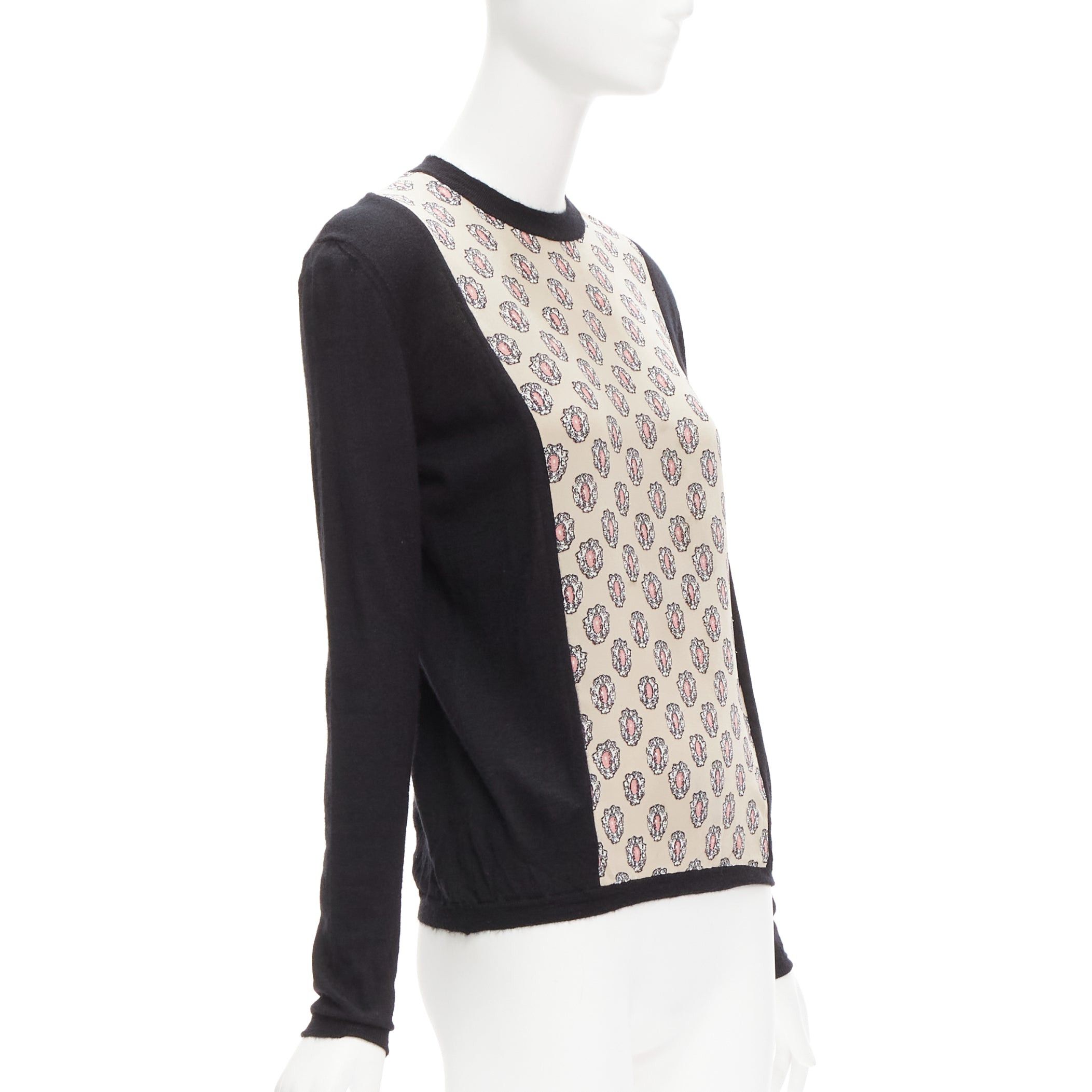 Marni MARNI cashmere silk beige pink jewel print panel black sweater IT40 S Size S / US 4 / IT 40 - 3 Thumbnail