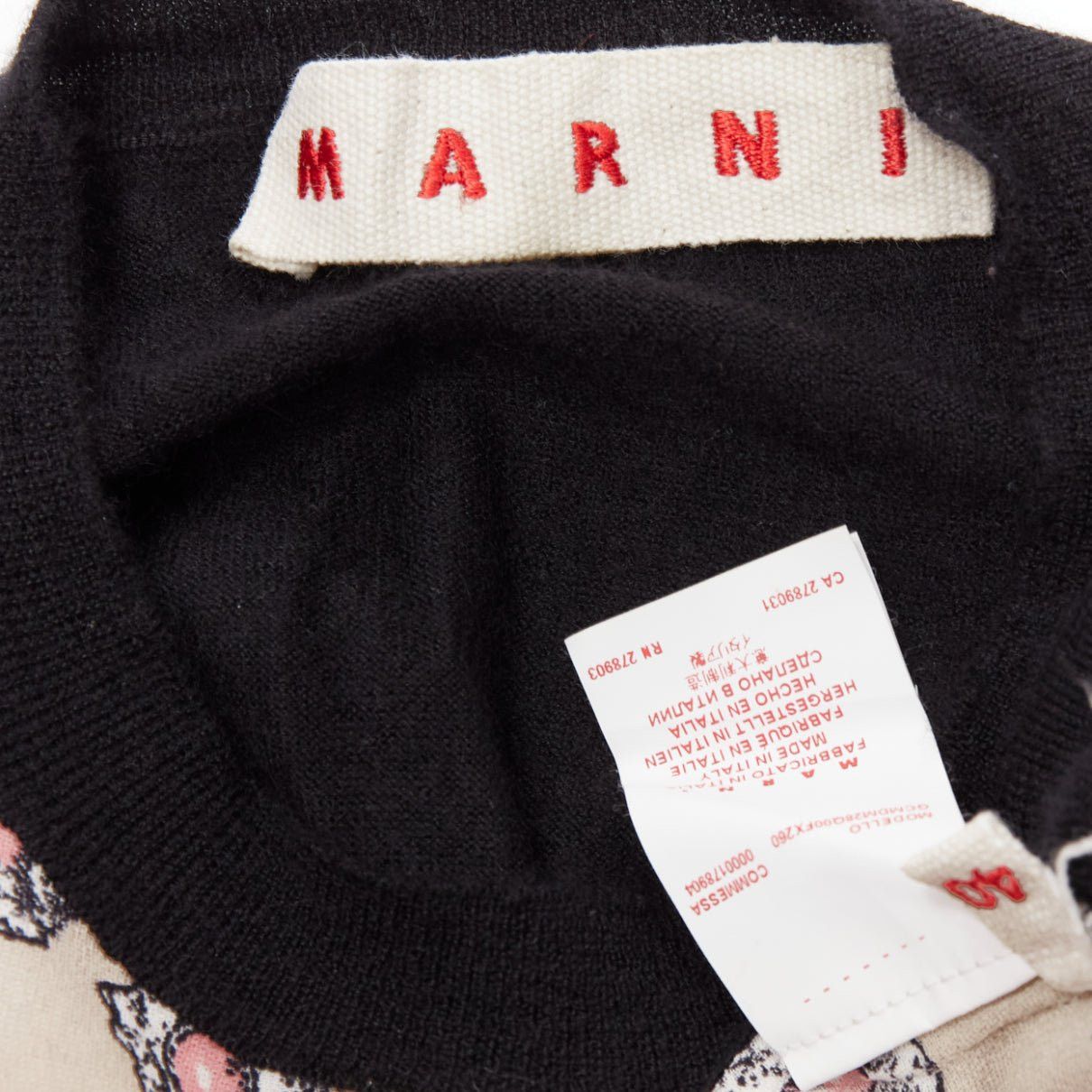 Marni MARNI cashmere silk beige pink jewel print panel black sweater IT40 S Size S / US 4 / IT 40 - 8 Thumbnail
