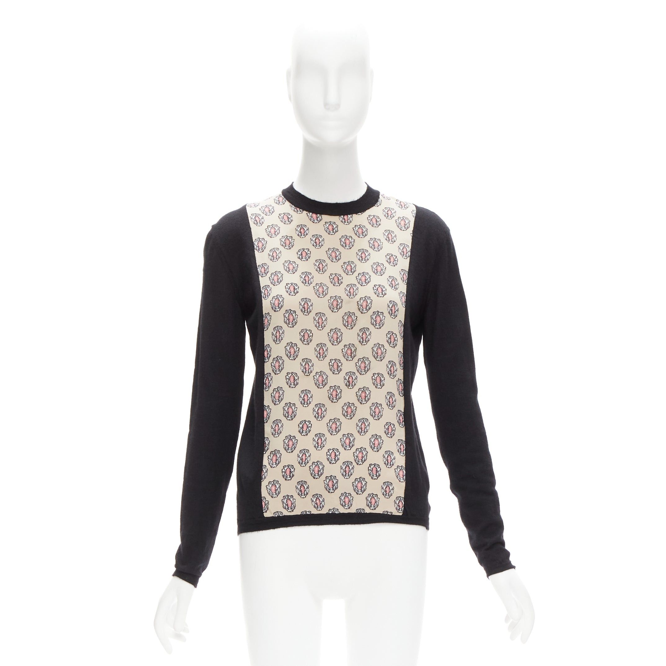 Marni MARNI cashmere silk beige pink jewel print panel black sweater IT40 S Size S / US 4 / IT 40 - 9 Thumbnail