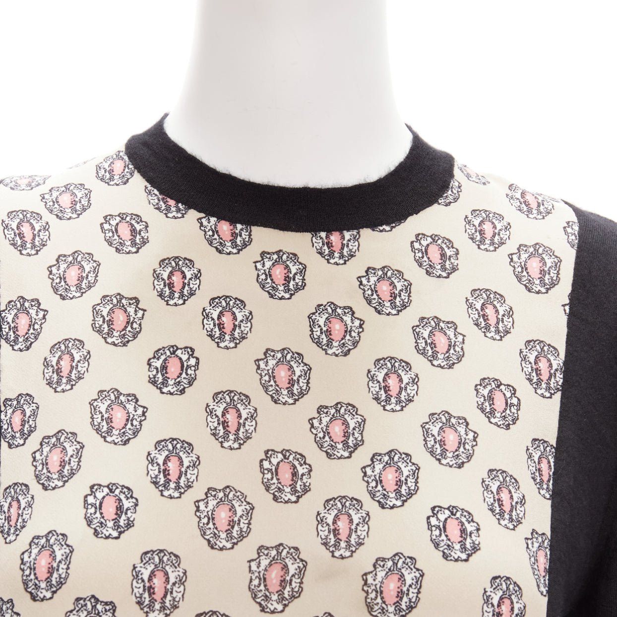 Marni MARNI cashmere silk beige pink jewel print panel black sweater IT40 S Size S / US 4 / IT 40 - 2 Thumbnail