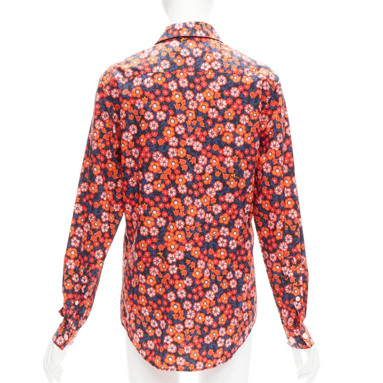 Marni MARNI 100% cotton red blue floral print long sleeve shirt top IT38 XS Size XS / US 0-2 / IT 36-38 - 5 Thumbnail