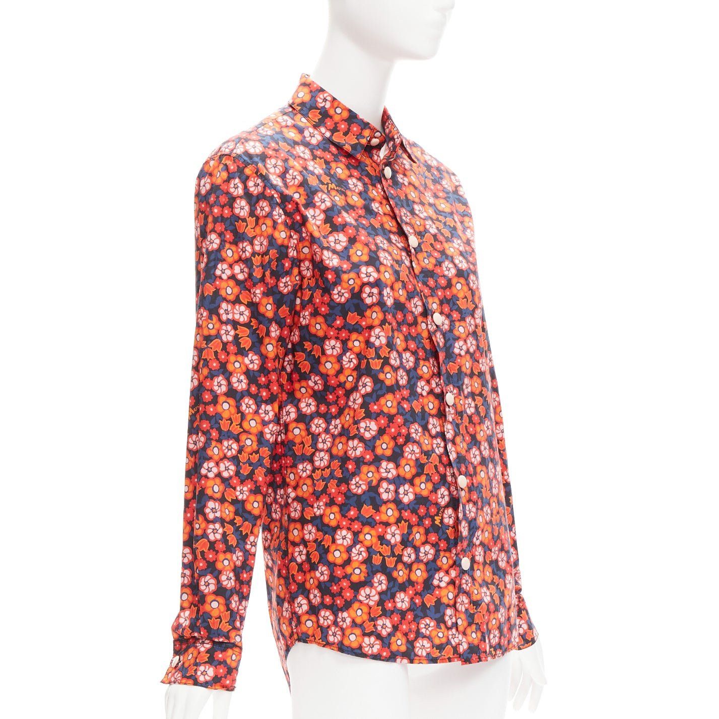 Marni MARNI 100% cotton red blue floral print long sleeve shirt top IT38 XS Size XS / US 0-2 / IT 36-38 - 3 Thumbnail