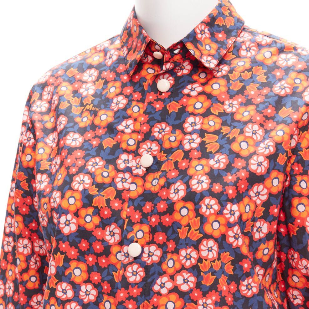 Marni MARNI 100% cotton red blue floral print long sleeve shirt top IT38 XS Size XS / US 0-2 / IT 36-38 - 2 Thumbnail