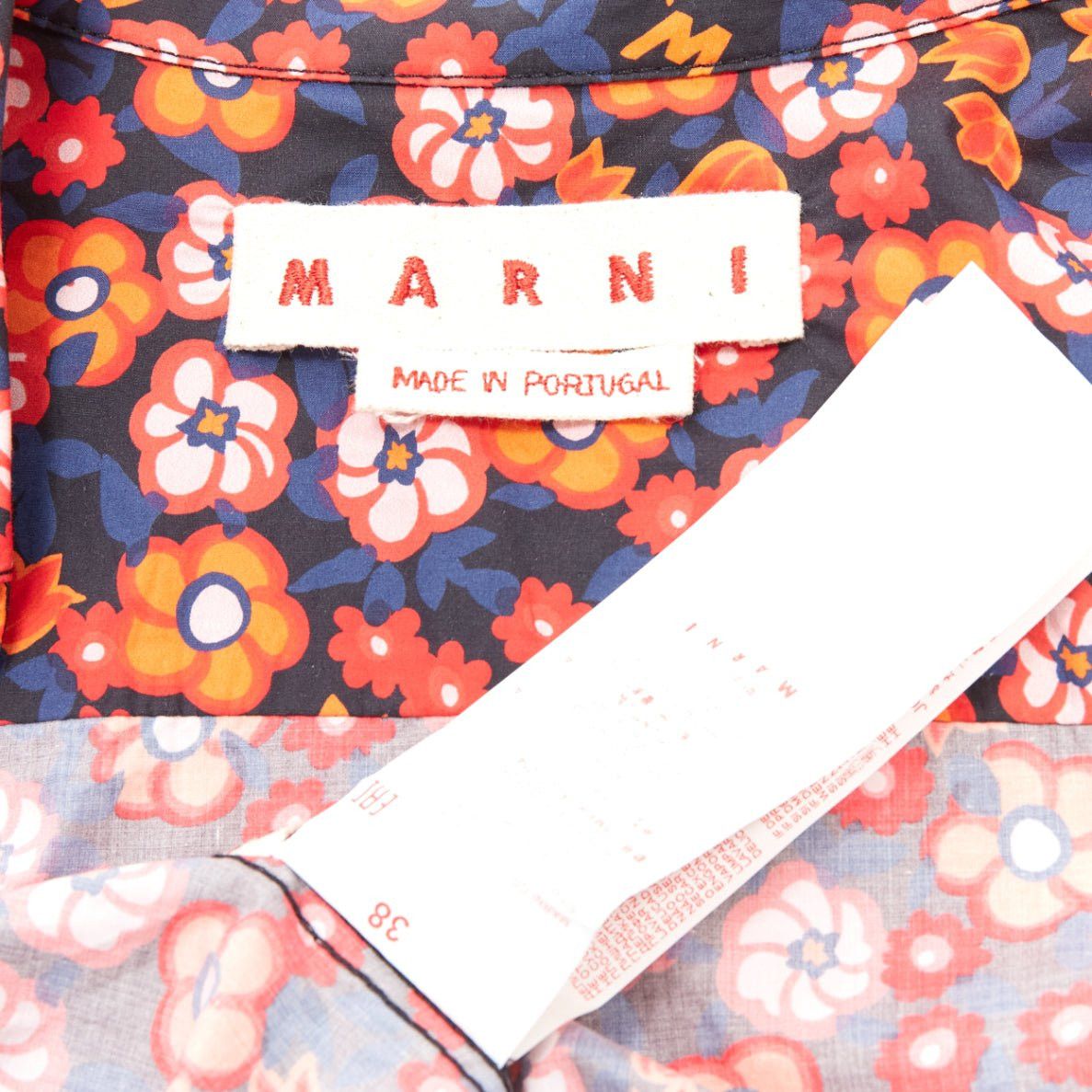 Marni MARNI 100% cotton red blue floral print long sleeve shirt top IT38 XS Size XS / US 0-2 / IT 36-38 - 8 Thumbnail