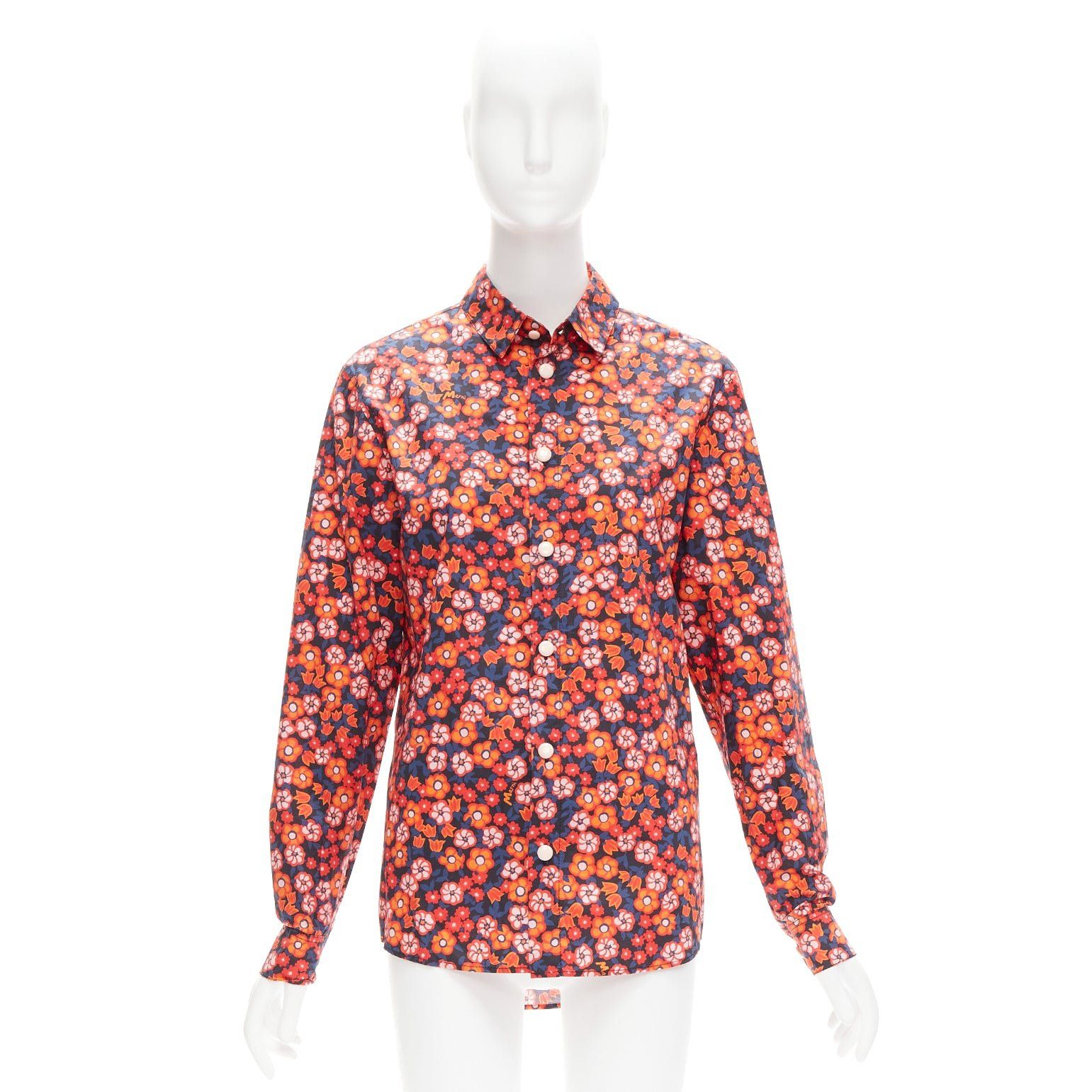 Marni MARNI 100% cotton red blue floral print long sleeve shirt top IT38 XS Size XS / US 0-2 / IT 36-38 - 9 Thumbnail