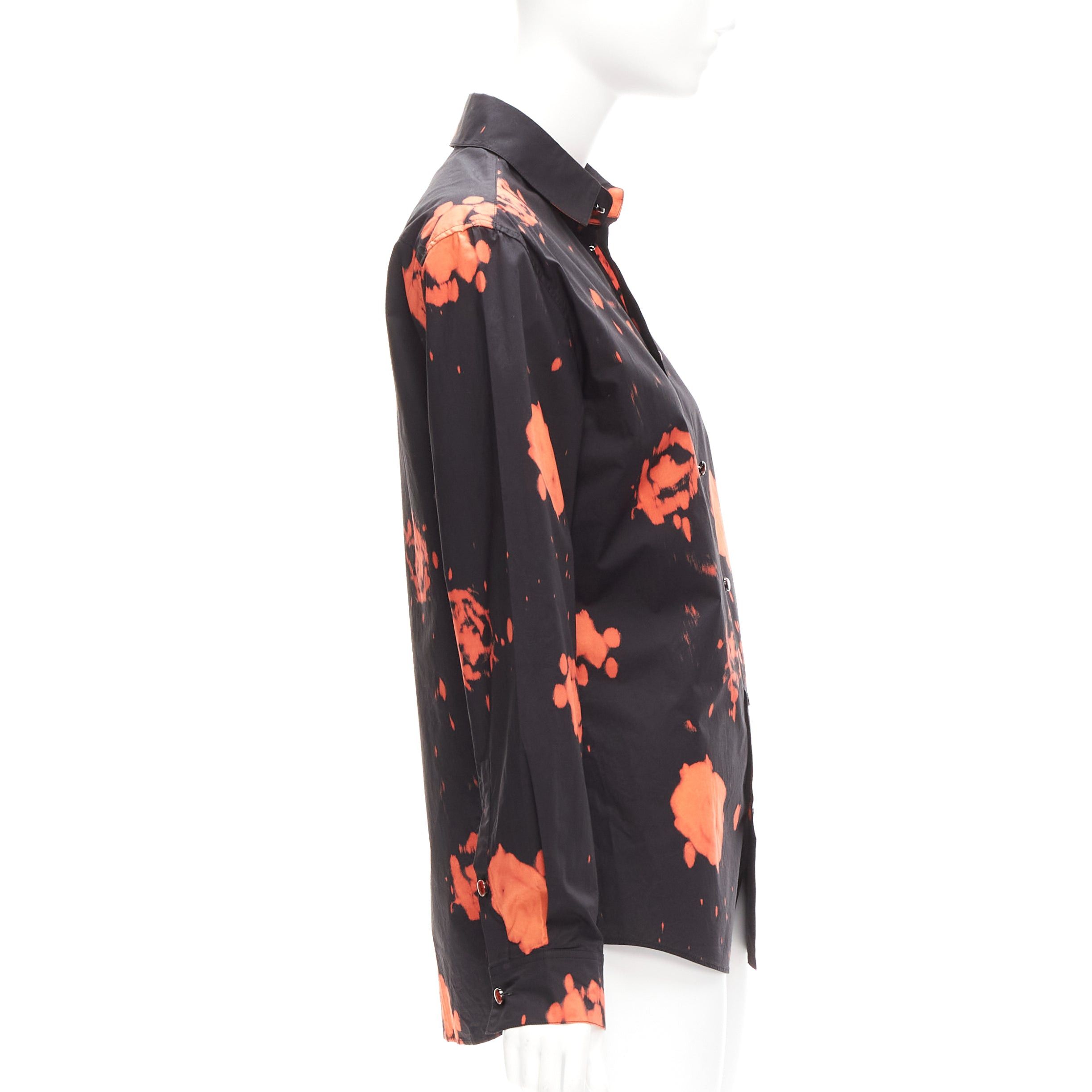 Marni MARNI red black splatter tie dye rose print cotton button-up shirt IT38 XS Size XS / US 0-2 / IT 36-38 - 4 Thumbnail