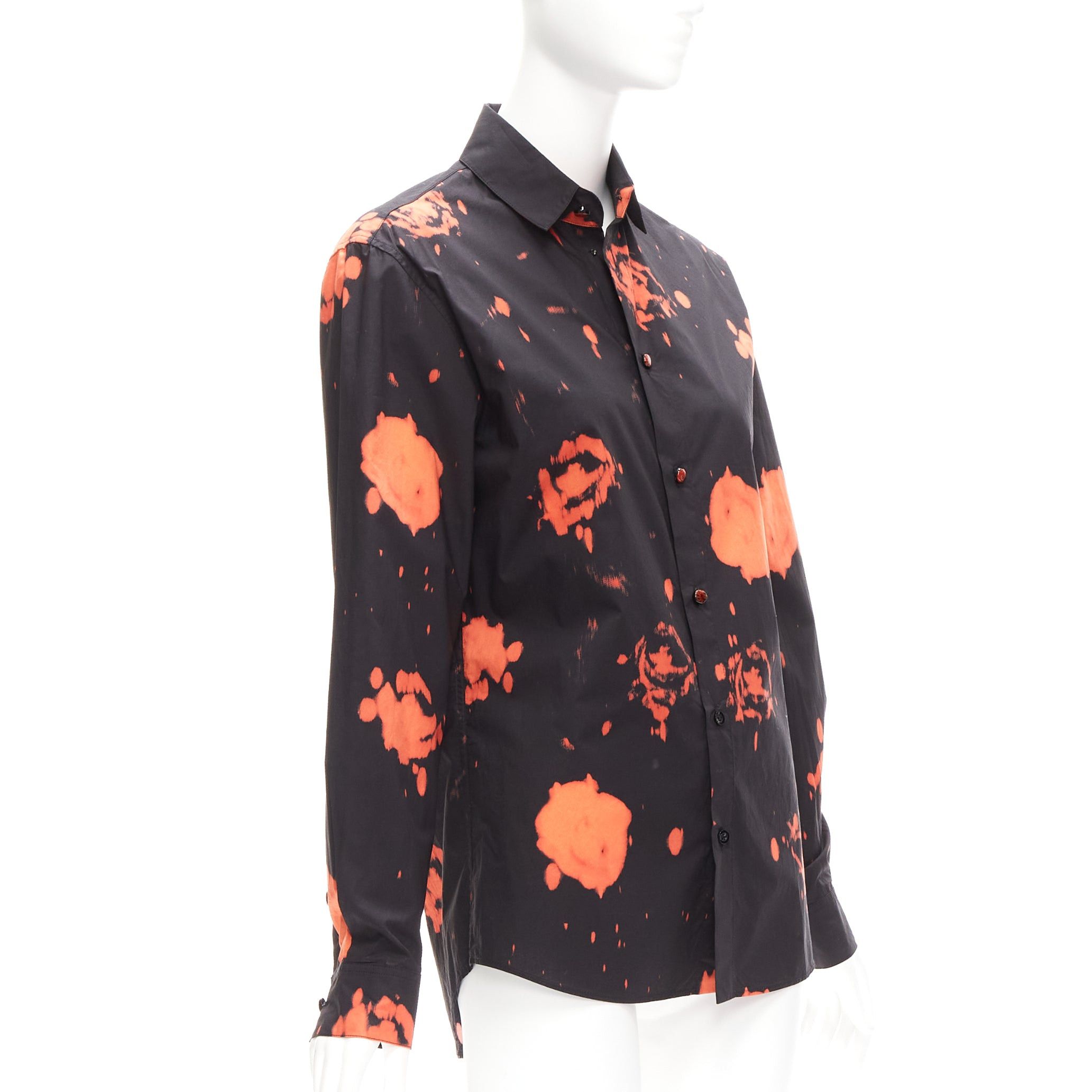 Marni MARNI red black splatter tie dye rose print cotton button-up shirt IT38 XS Size XS / US 0-2 / IT 36-38 - 3 Thumbnail
