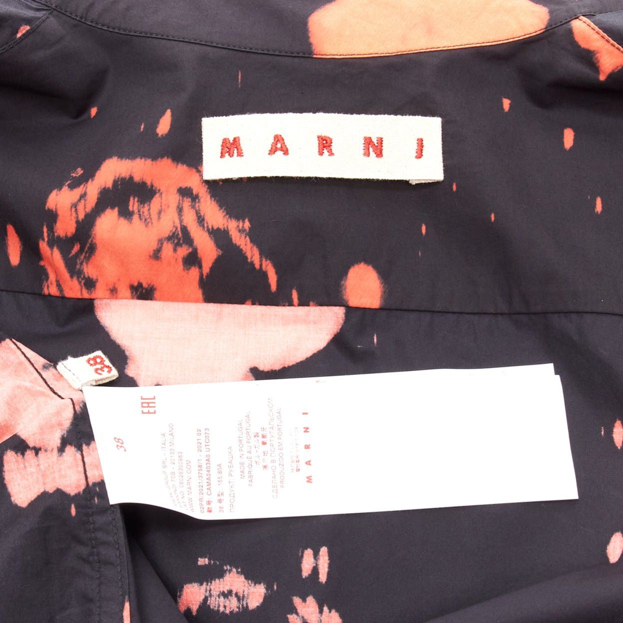 Marni MARNI red black splatter tie dye rose print cotton button-up shirt IT38 XS Size XS / US 0-2 / IT 36-38 - 8 Thumbnail