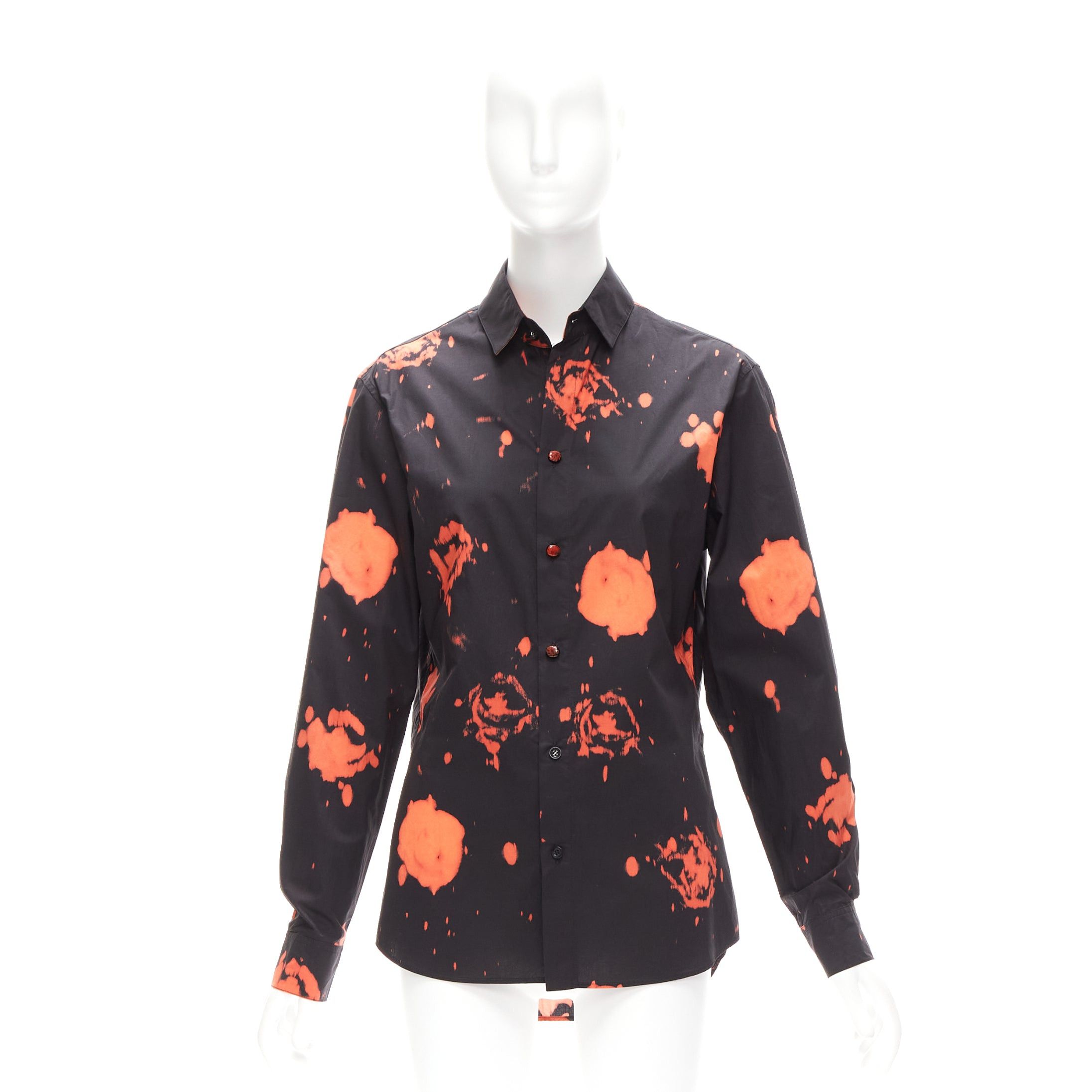 Marni MARNI red black splatter tie dye rose print cotton button-up shirt IT38 XS Size XS / US 0-2 / IT 36-38 - 9 Thumbnail