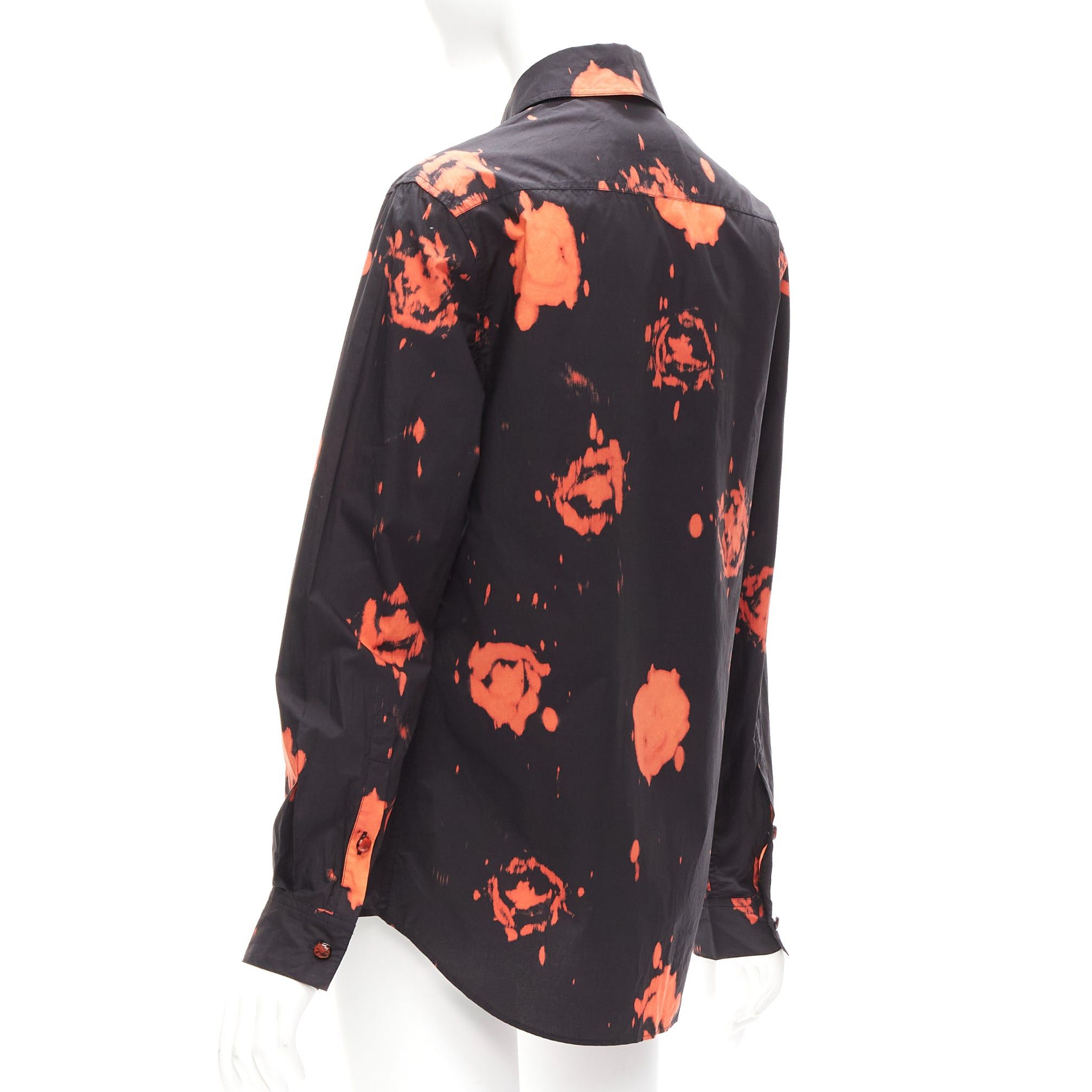 Marni MARNI red black splatter tie dye rose print cotton button-up shirt IT38 XS Size XS / US 0-2 / IT 36-38 - 6 Thumbnail