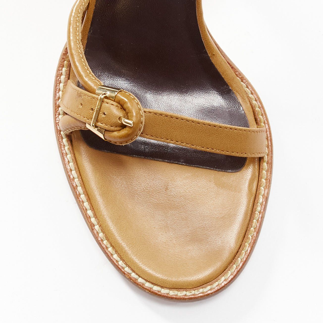 Bottega Veneta BOTTEGA VENETA brown cord pipe open toe chunky heel strappy sandal EU36 Size US 6 / IT 36 - 6 Thumbnail