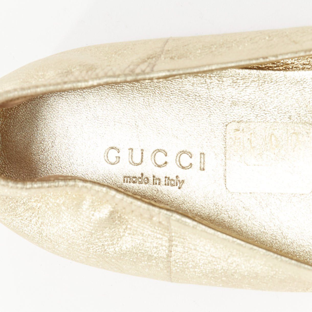 Gucci GUCCI metallic light gold Horsebit buckle round toe ballerina flats EU36 Size US 6 / IT 36 - 9 Thumbnail