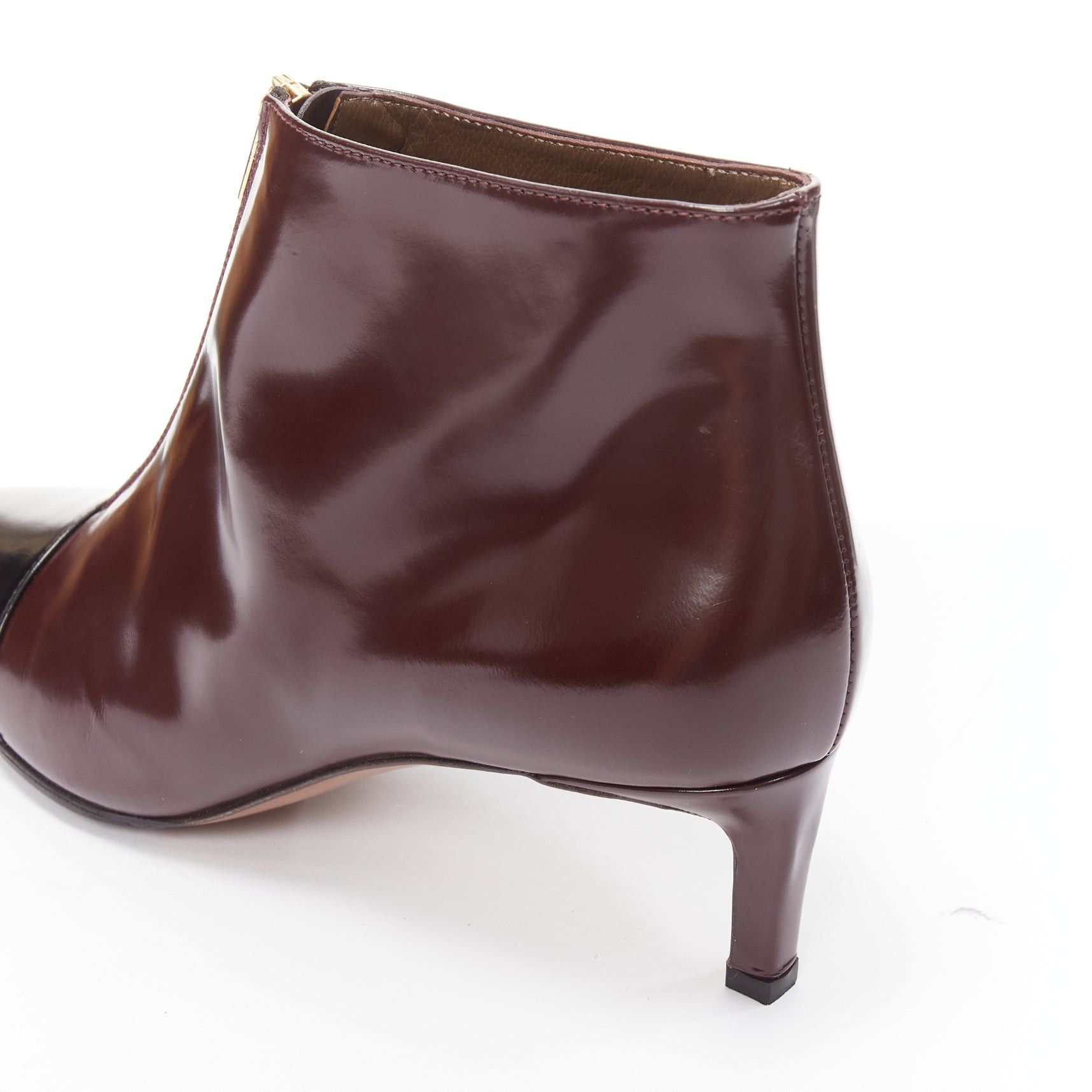 Marni MARNI dark brown black toe cap kitten heel zip front bootie EU37 Size US 7 / IT 37 - 8 Thumbnail