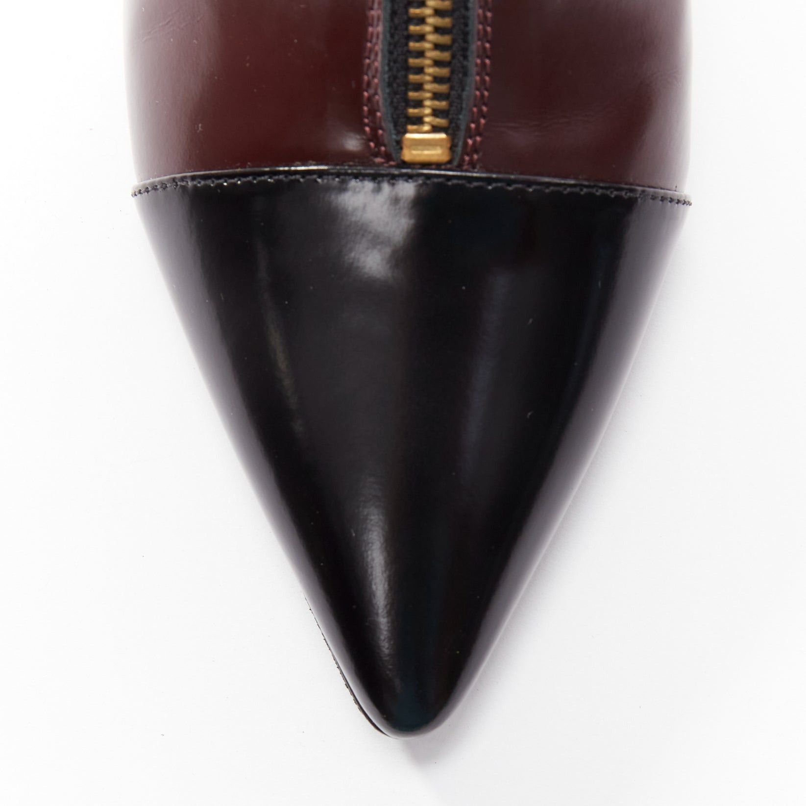 Marni MARNI dark brown black toe cap kitten heel zip front bootie EU37 Size US 7 / IT 37 - 6 Thumbnail