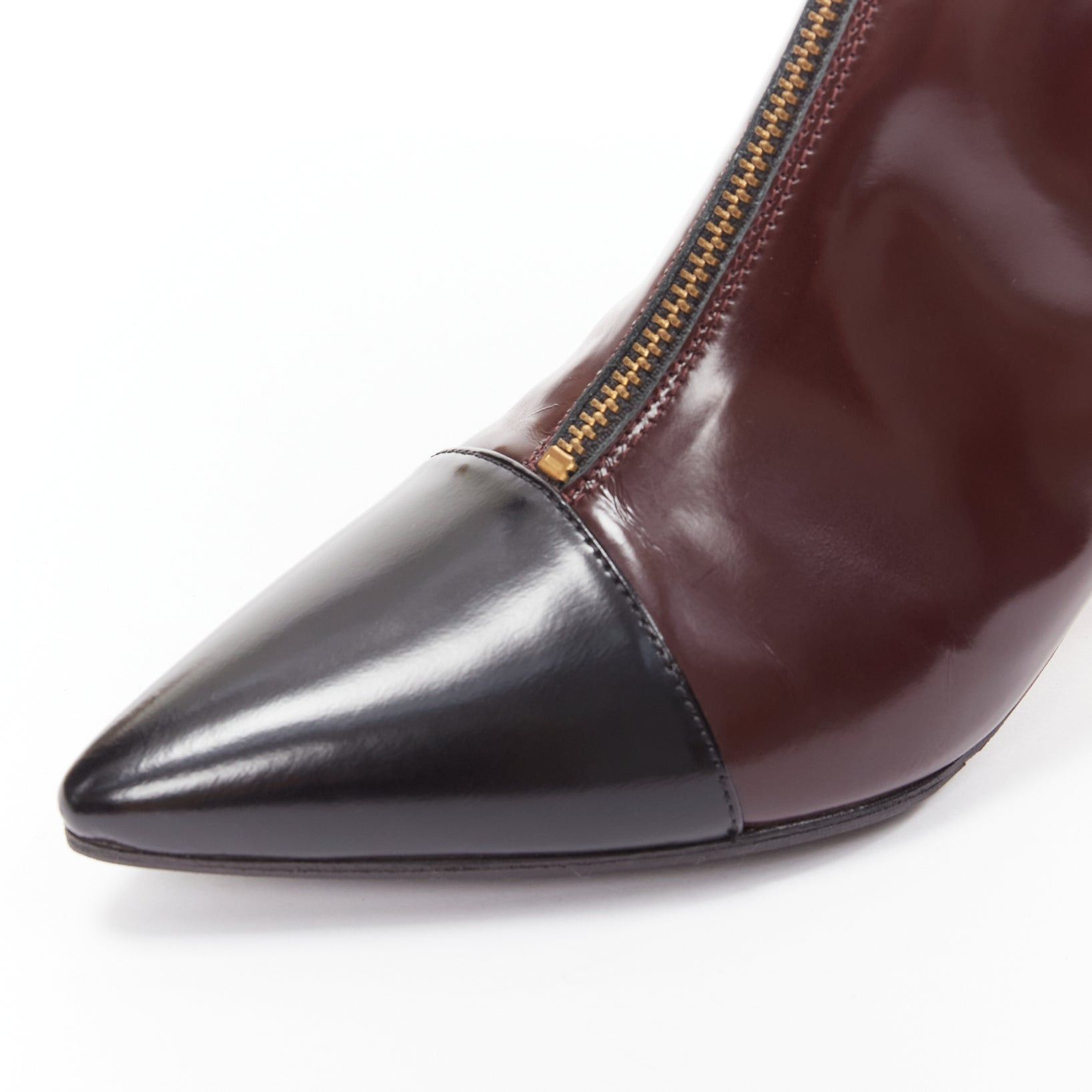Marni MARNI dark brown black toe cap kitten heel zip front bootie EU37 Size US 7 / IT 37 - 7 Thumbnail