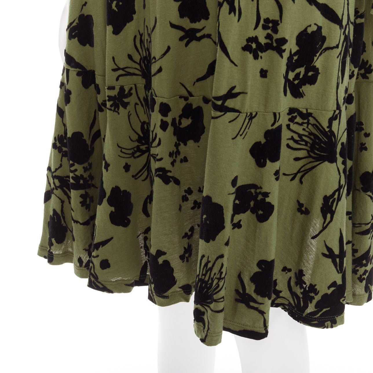 Dries Van Noten DRIES VAN NOTEN green cotton floral devore bell sleeve flutter dress XS Size XS / US 0-2 / IT 36-38 - 2 Thumbnail