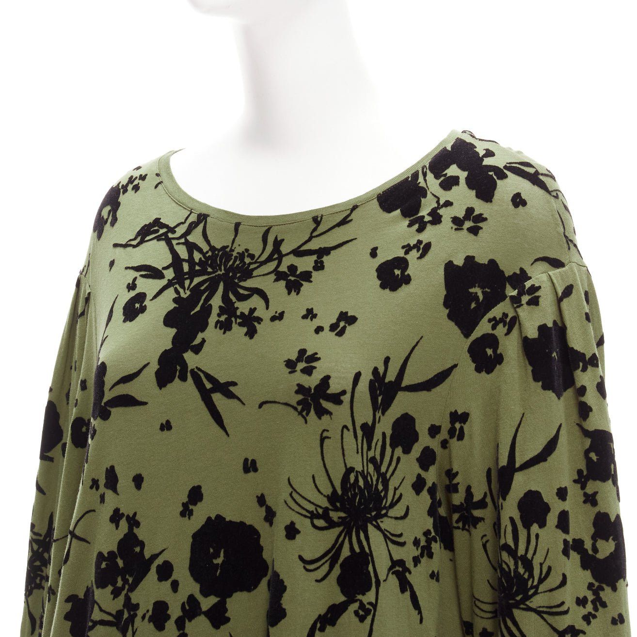 Dries Van Noten DRIES VAN NOTEN green cotton floral devore bell sleeve flutter dress XS Size XS / US 0-2 / IT 36-38 - 7 Thumbnail