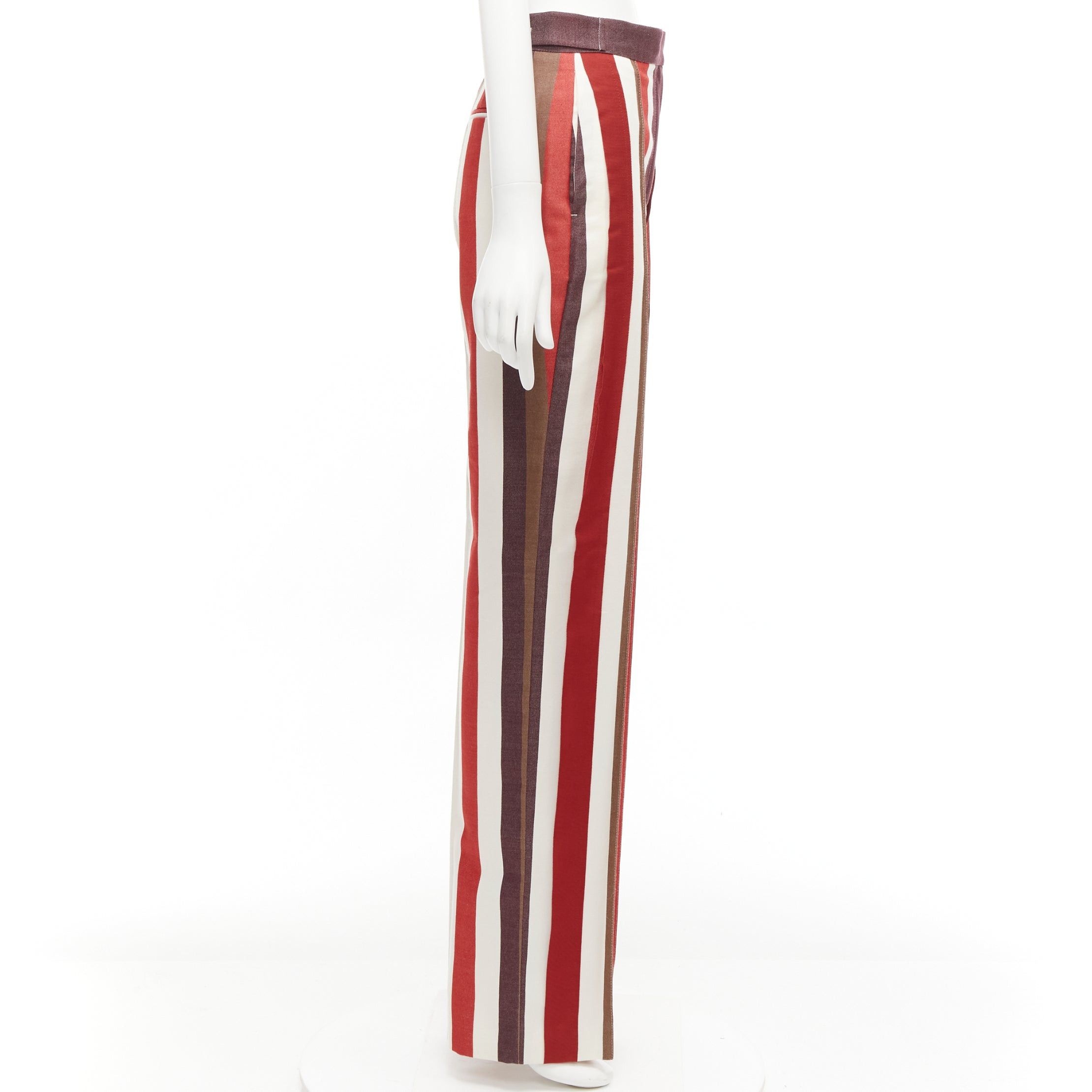 Other FRENKEN red cotton wool blend graphic stripe wide leg pants IT34 XXS Size 24" / US 00 / IT 34 - 4 Thumbnail