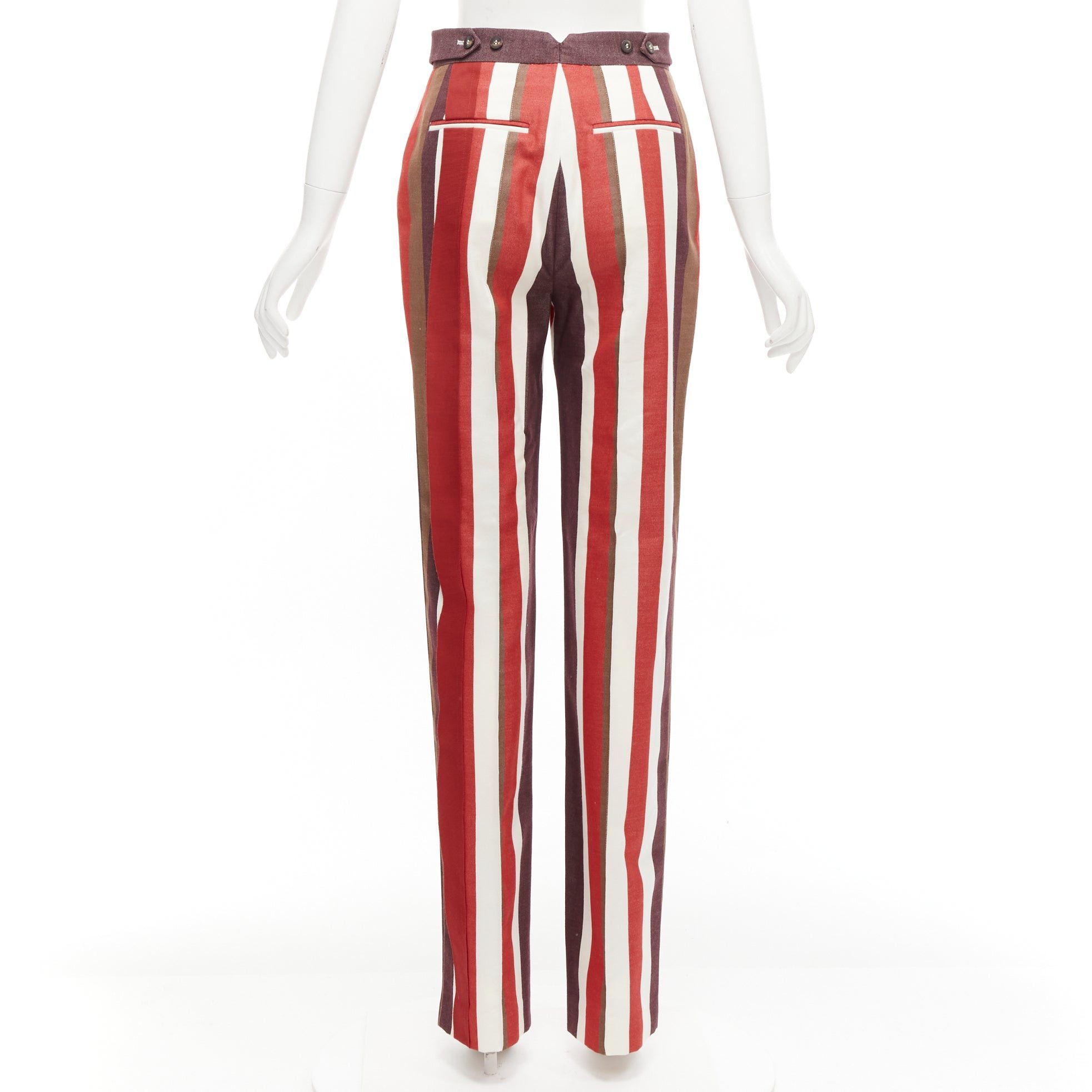 Other FRENKEN red cotton wool blend graphic stripe wide leg pants IT34 XXS Size 24" / US 00 / IT 34 - 5 Thumbnail