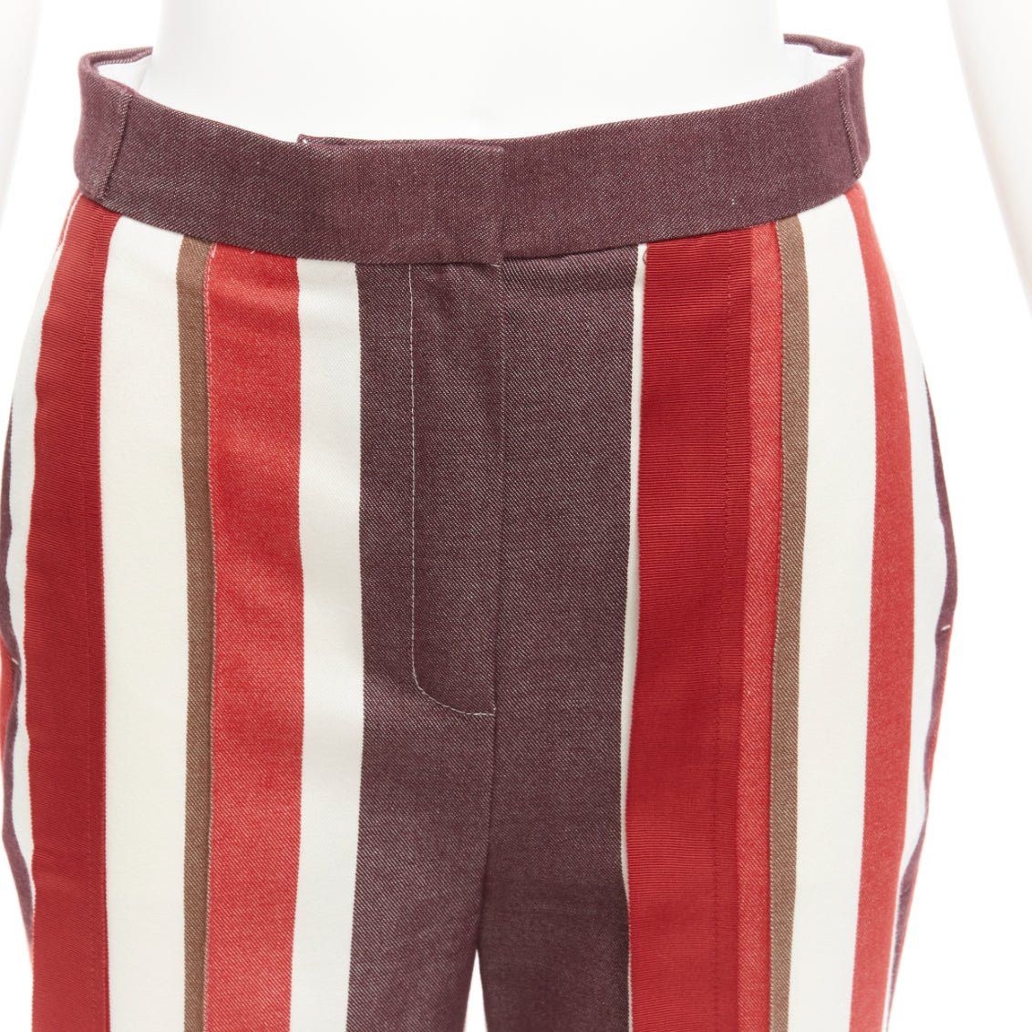 Other FRENKEN red cotton wool blend graphic stripe wide leg pants IT34 XXS Size 24" / US 00 / IT 34 - 7 Thumbnail