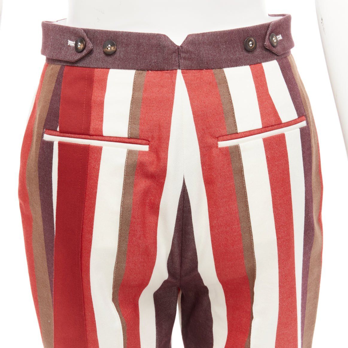 Other FRENKEN red cotton wool blend graphic stripe wide leg pants IT34 XXS Size 24" / US 00 / IT 34 - 2 Thumbnail