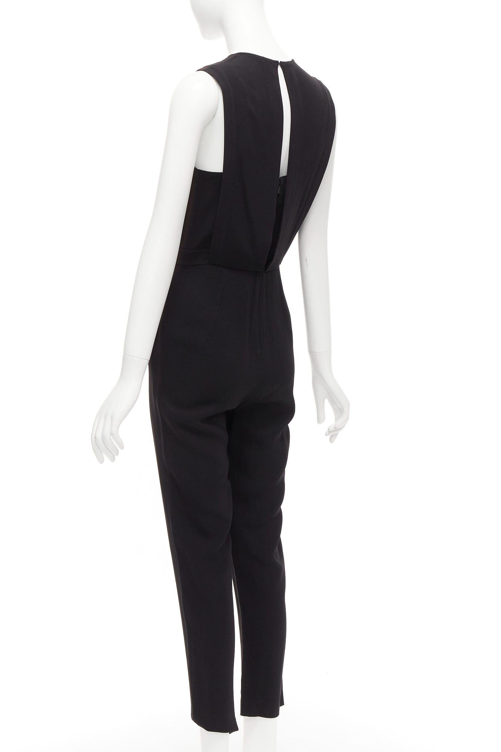 Theory THEORY black layered top back zip cropped sleeveless jumpsuit US0 XS Size 26" / US 2 / IT 38 - 6 Thumbnail