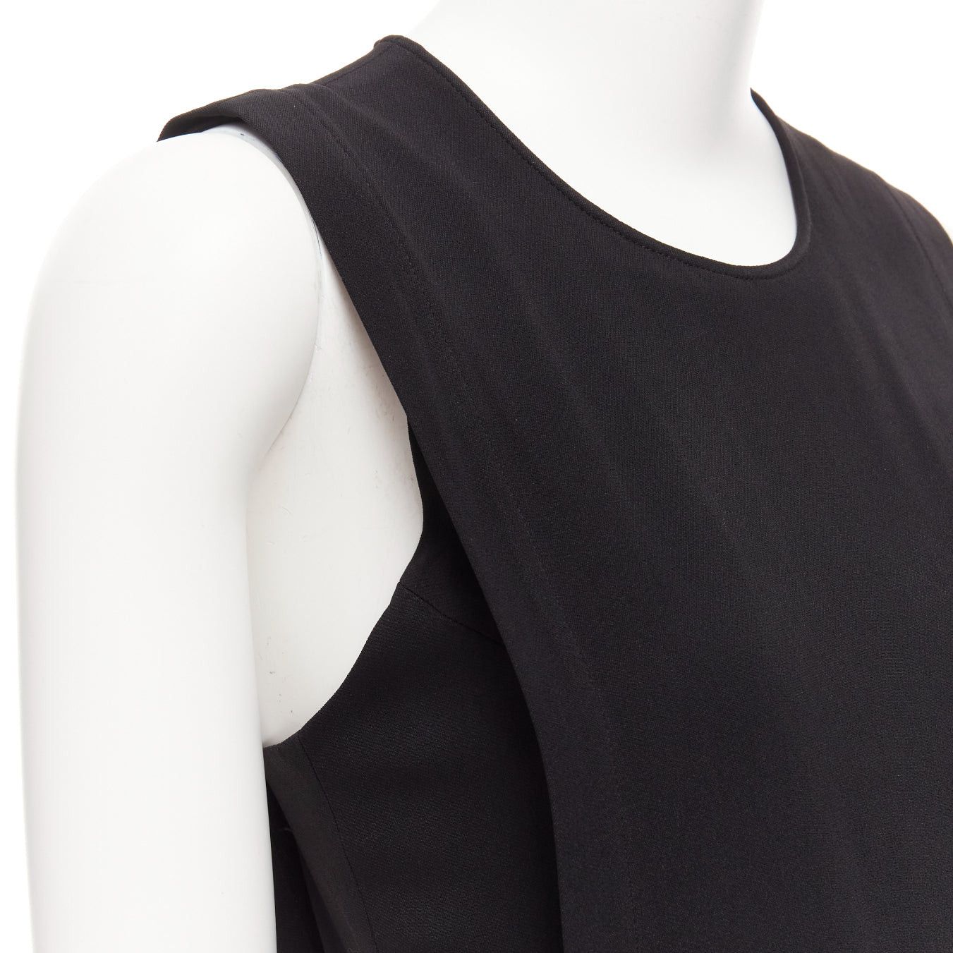 Theory THEORY black layered top back zip cropped sleeveless jumpsuit US0 XS Size 26" / US 2 / IT 38 - 8 Thumbnail
