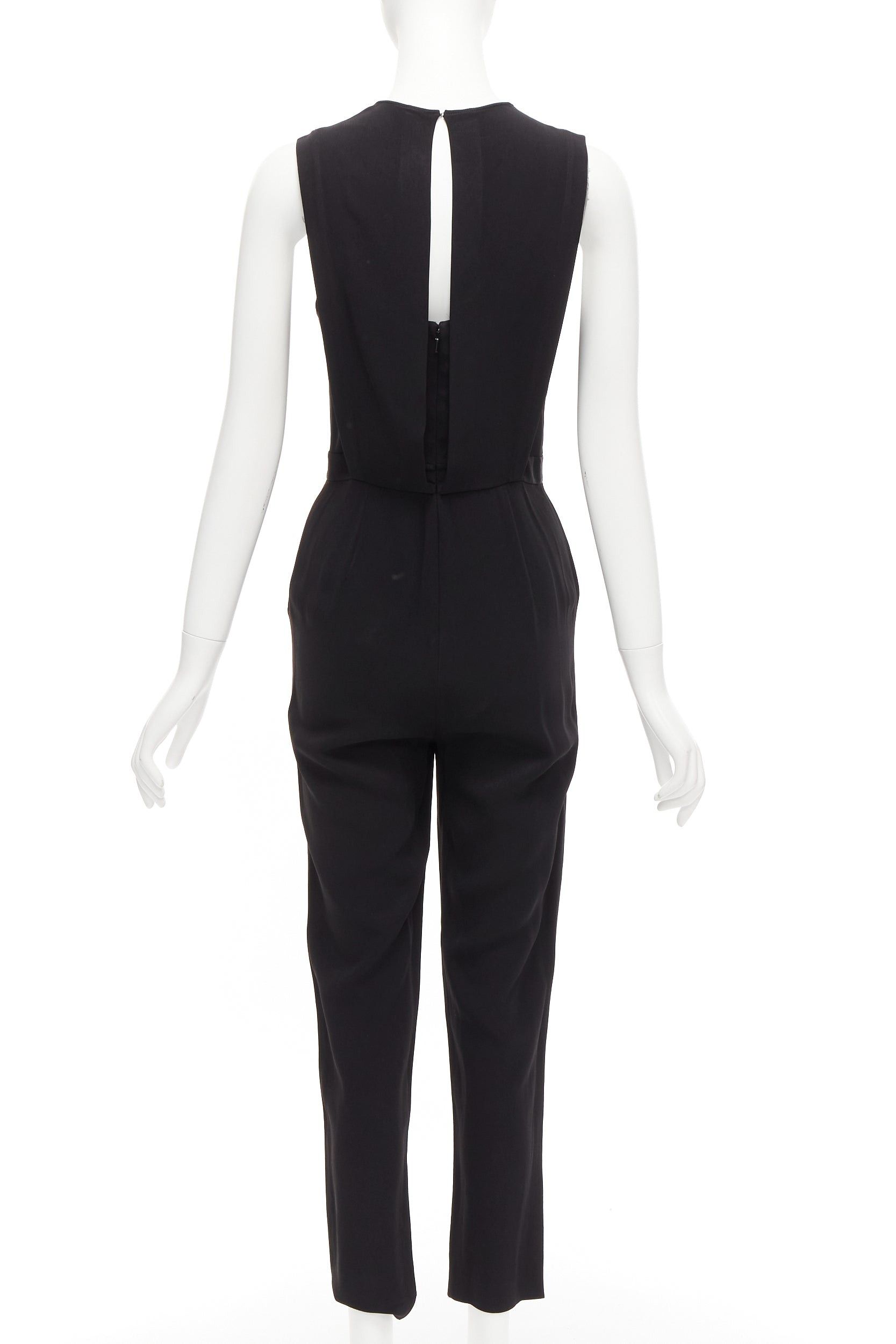 Theory THEORY black layered top back zip cropped sleeveless jumpsuit US0 XS Size 26" / US 2 / IT 38 - 5 Thumbnail
