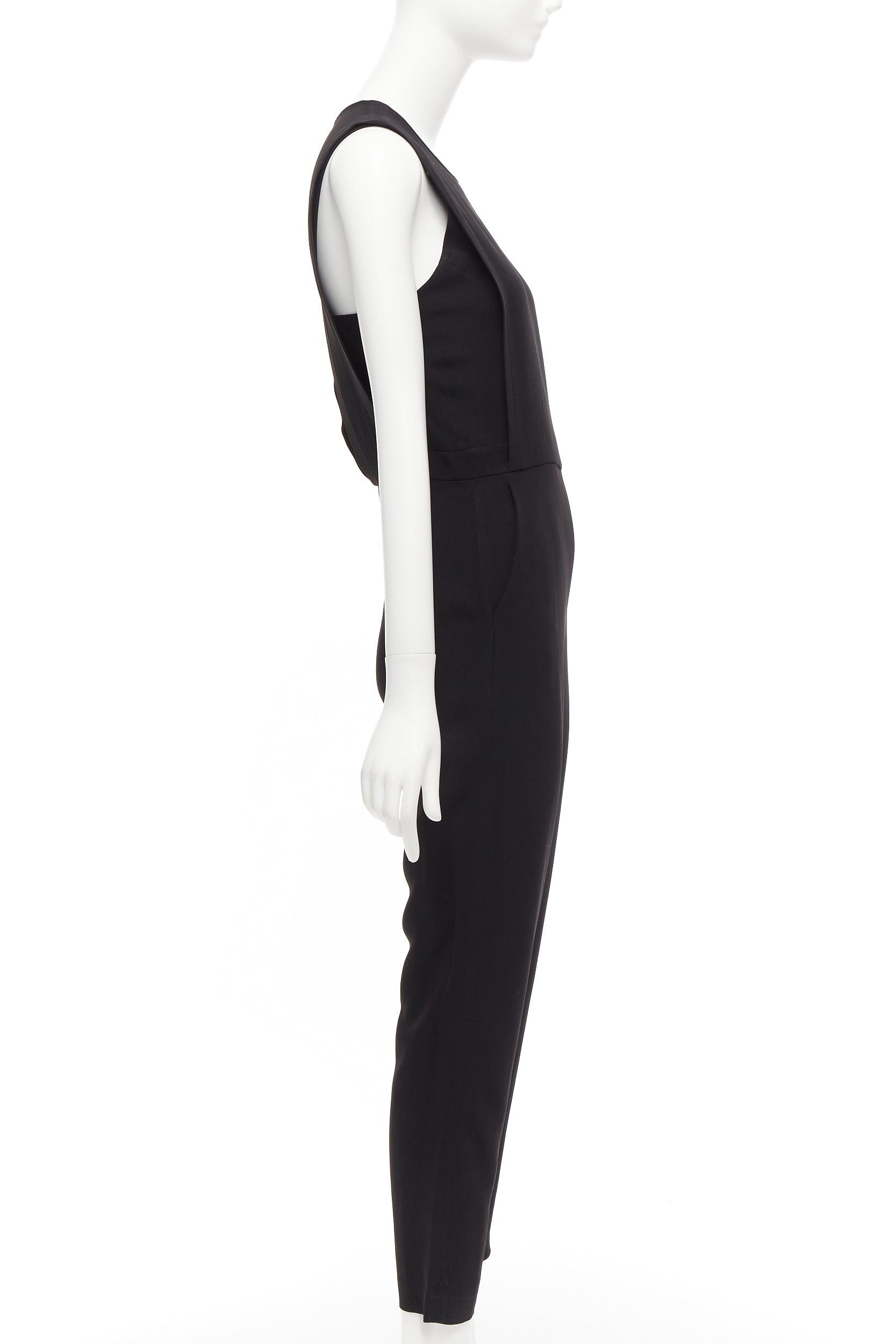Theory THEORY black layered top back zip cropped sleeveless jumpsuit US0 XS Size 26" / US 2 / IT 38 - 4 Thumbnail