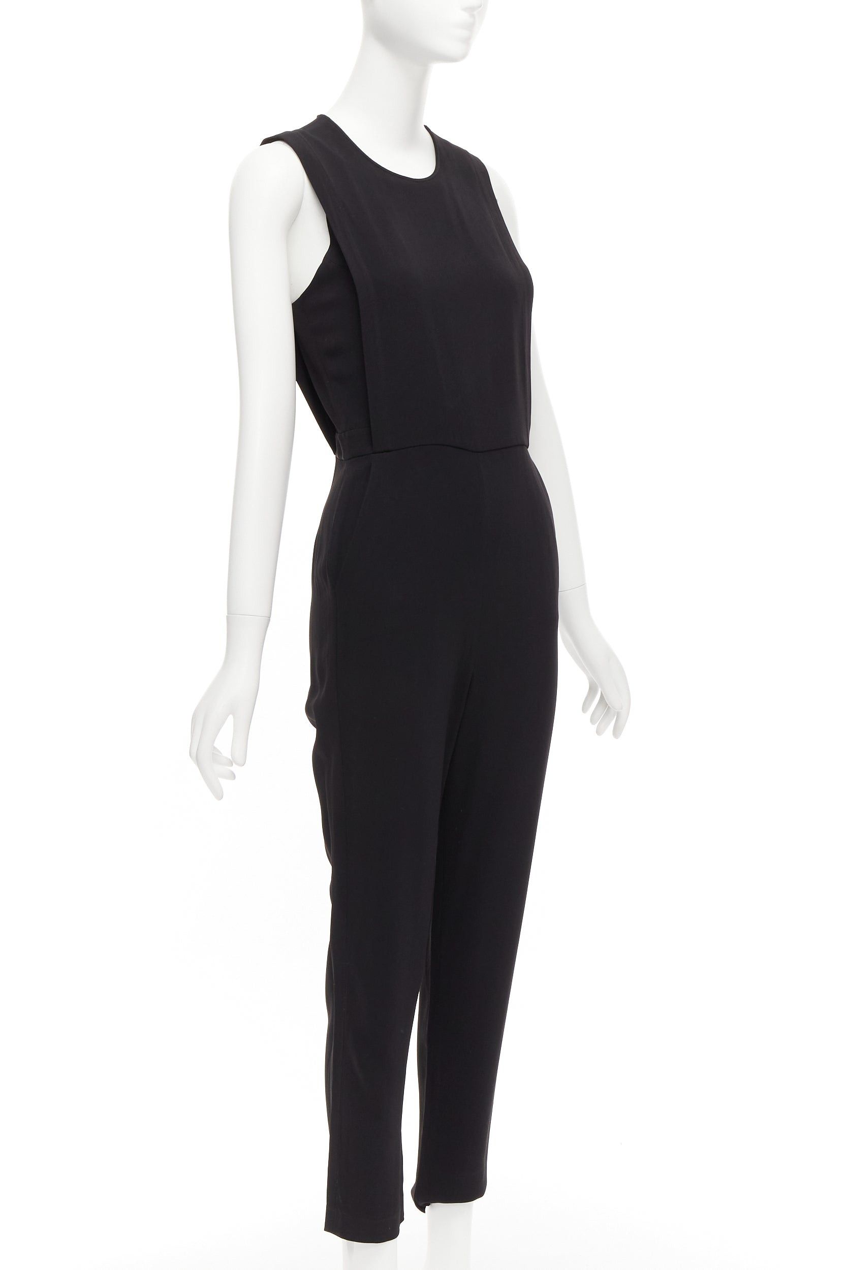 Theory THEORY black layered top back zip cropped sleeveless jumpsuit US0 XS Size 26" / US 2 / IT 38 - 3 Thumbnail