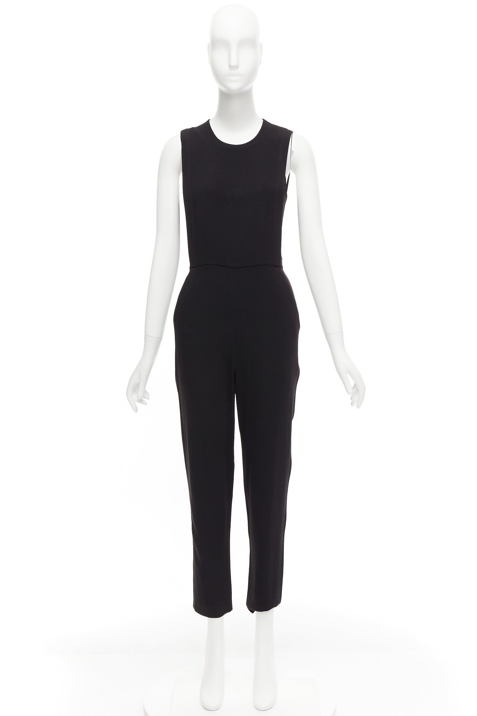 Theory THEORY black layered top back zip cropped sleeveless jumpsuit US0 XS Size 26" / US 2 / IT 38 - 7 Thumbnail