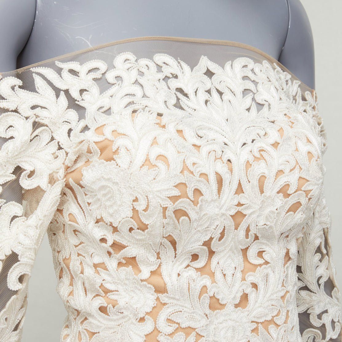Zuhair Murad ZUHAIR MURAD Bridal 2015 Runway white pearl embellished wedding gown IT36 XXS Size XS / US 0-2 / IT 36-38 - 2 Thumbnail