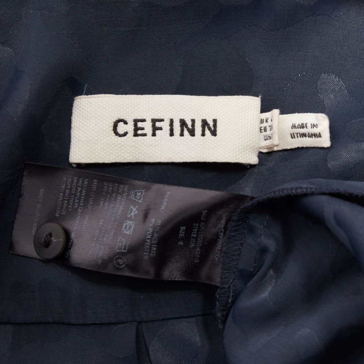 Other CEFINN Spencer navy camouflage jacquard satin cropped wide jumpsuit UK6 XS Size 26" / US 2 / IT 38 - 8 Thumbnail