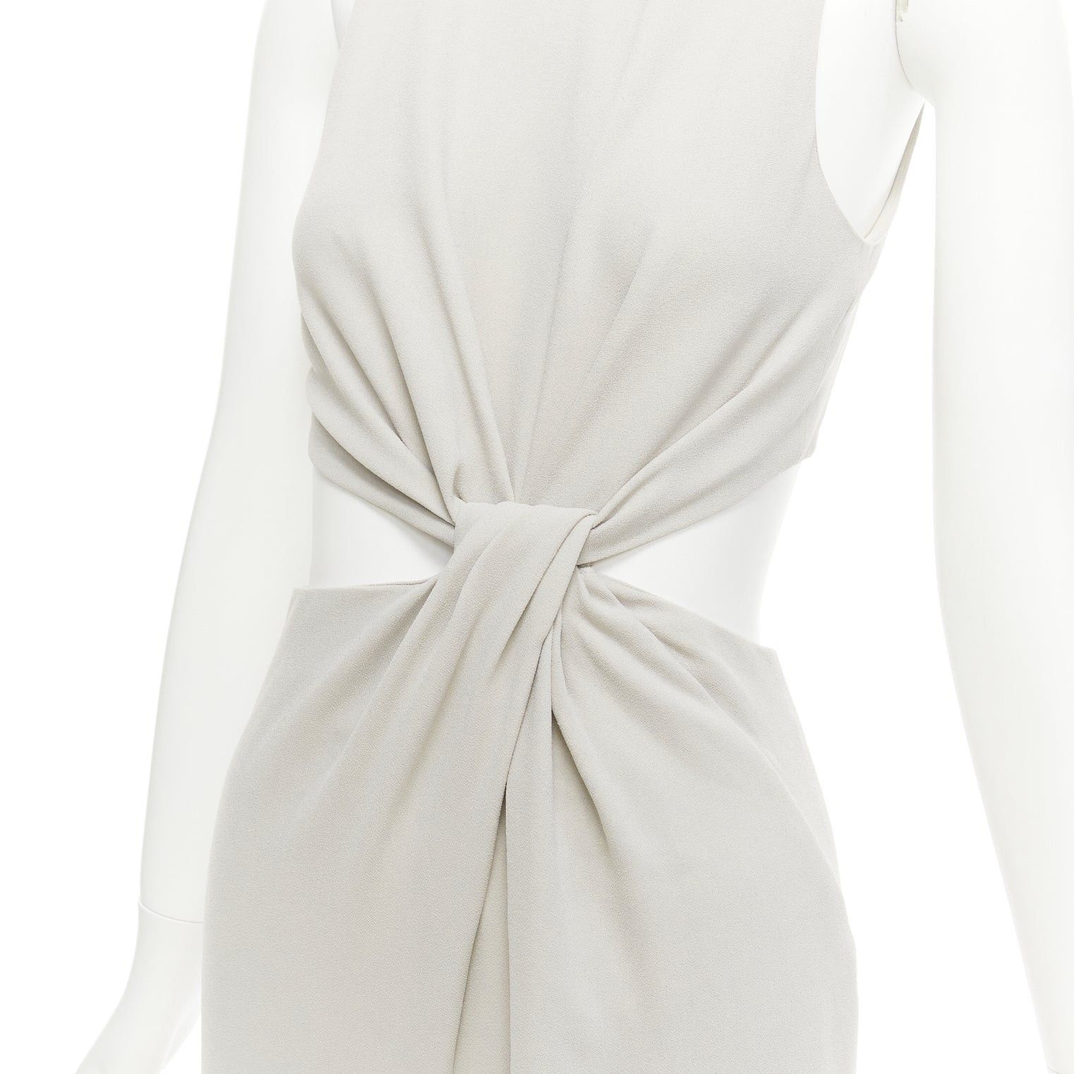 Halston Heritage HALSTON HERITAGE grey cut out drape waist asymmetric cropped jumpsuit US0 XS Size 26" / US 2 / IT 38 - 2 Thumbnail