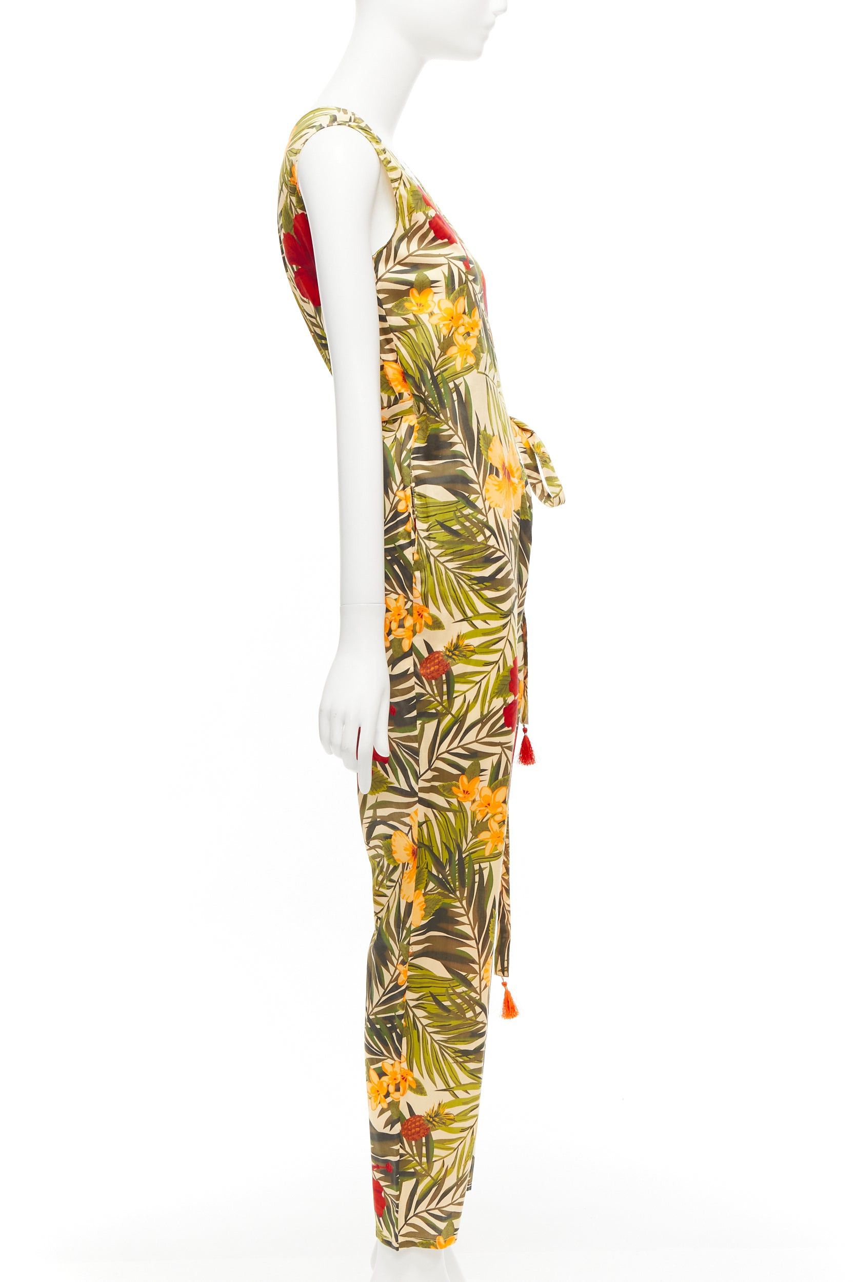 Other MIGUELINA red yellow green tropical floral print wrap jumpsuit XS Size 26" / US 2 / IT 38 - 4 Thumbnail