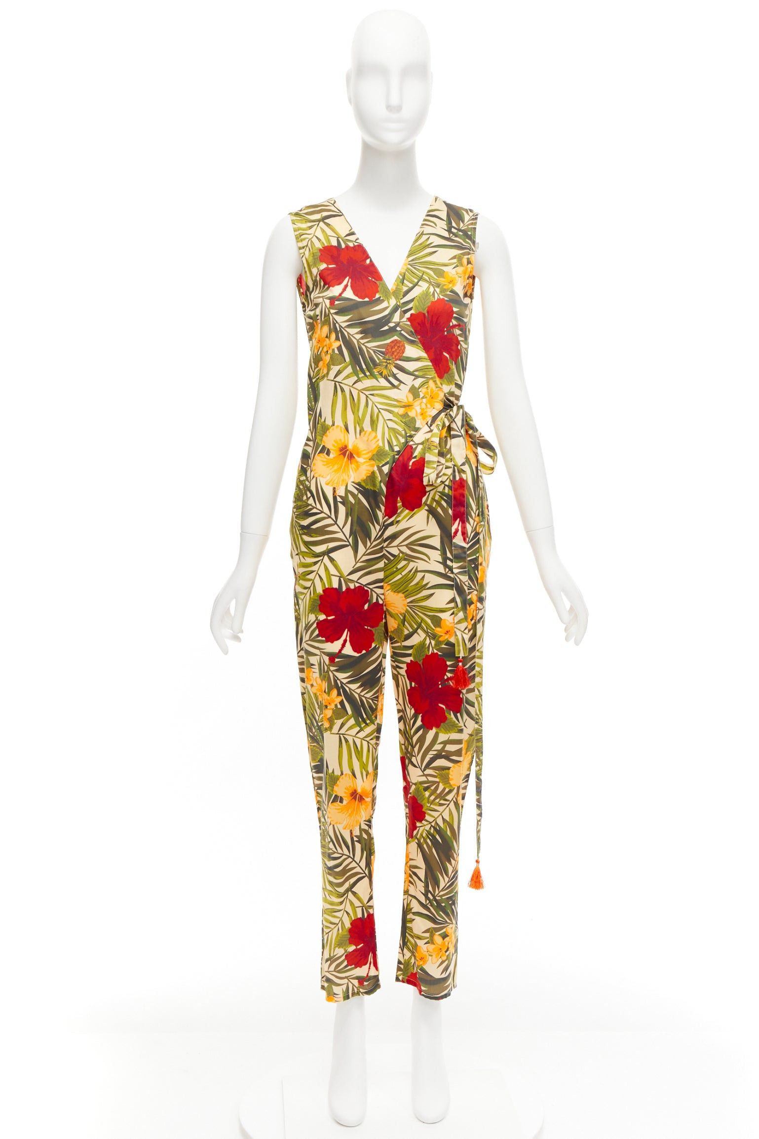 Other MIGUELINA red yellow green tropical floral print wrap jumpsuit XS Size 26" / US 2 / IT 38 - 9 Thumbnail