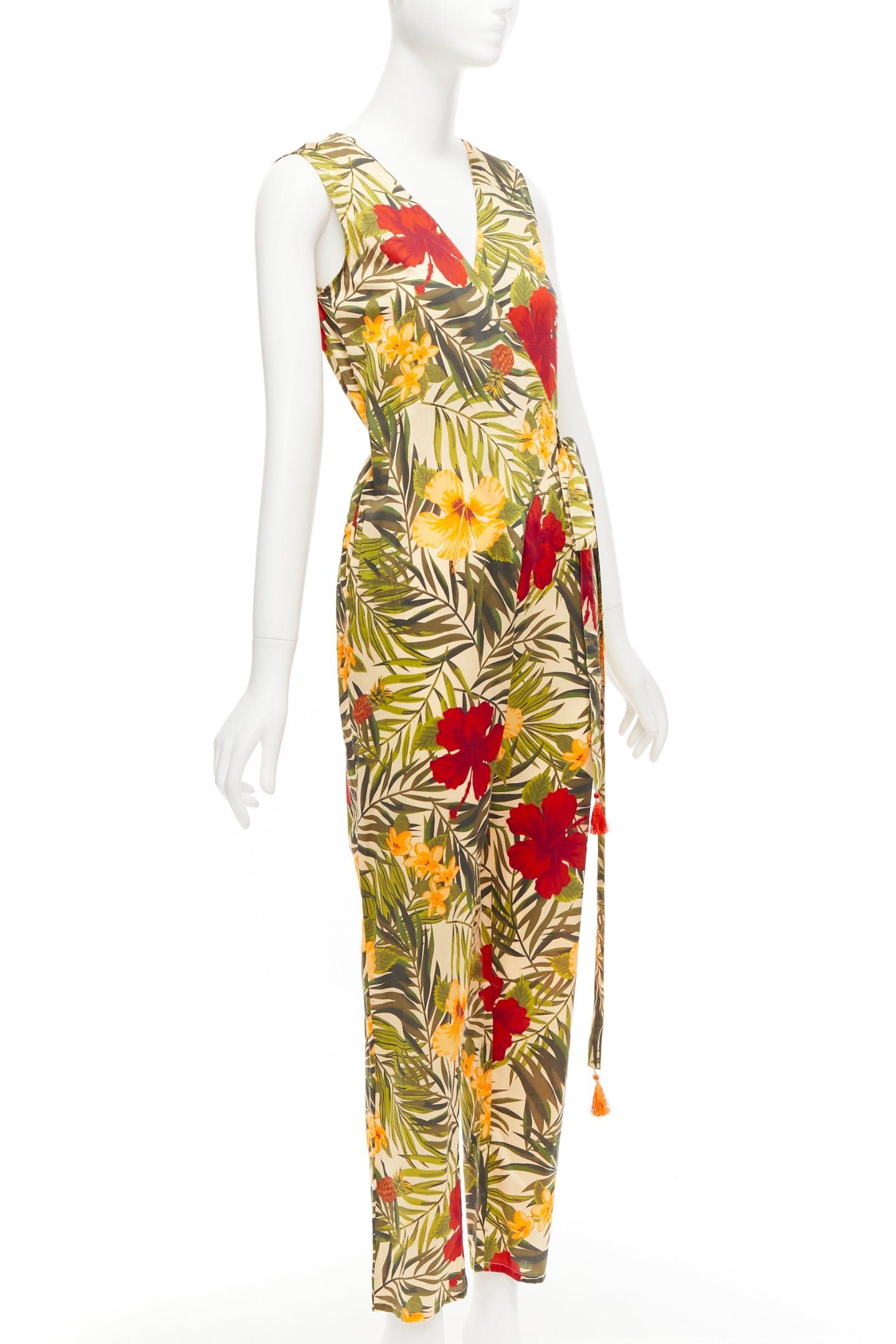Other MIGUELINA red yellow green tropical floral print wrap jumpsuit XS Size 26" / US 2 / IT 38 - 3 Thumbnail