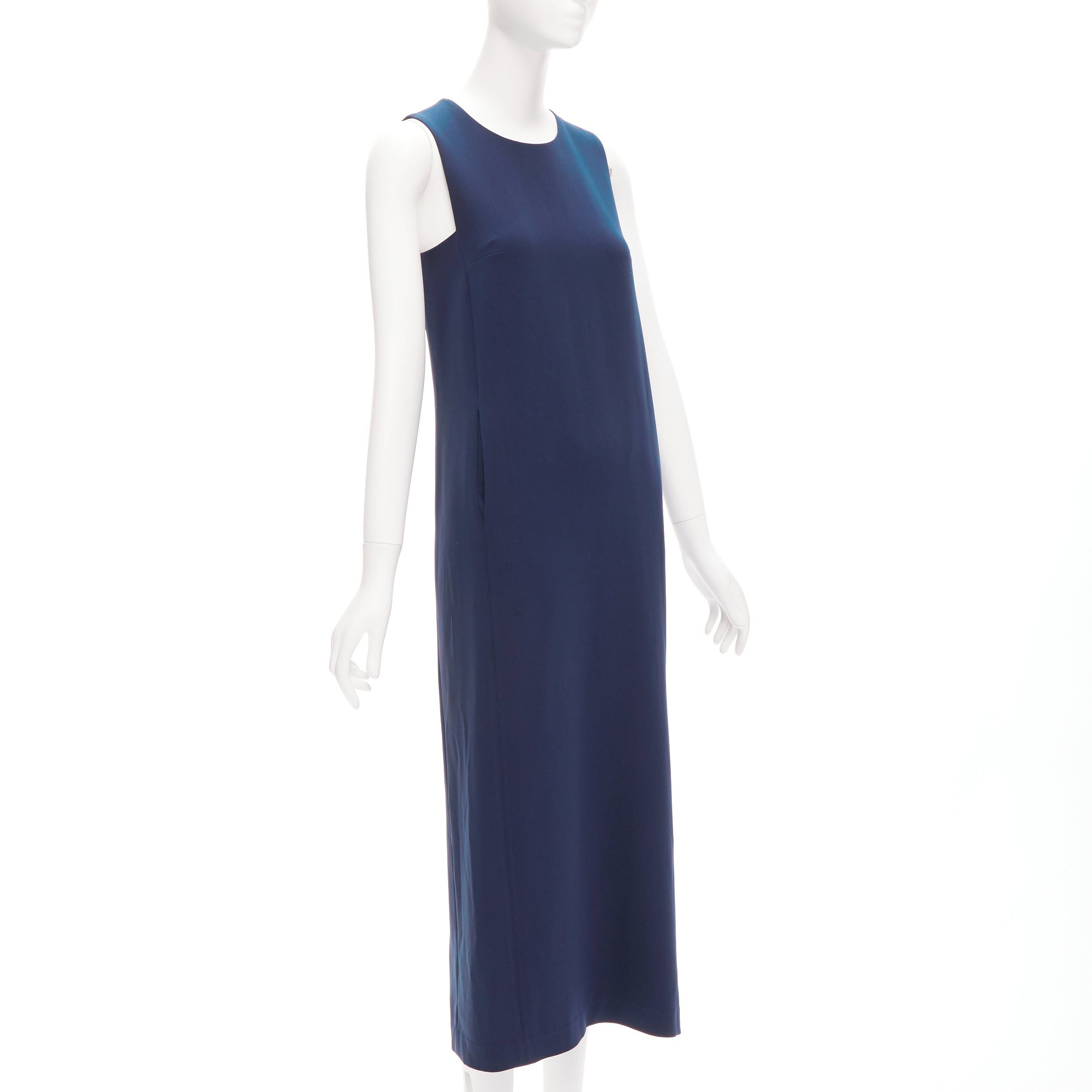 Theory THEORY navy minimal classic round neck midi shift dress US0 XS Size XS / US 0-2 / IT 36-38 - 3 Thumbnail