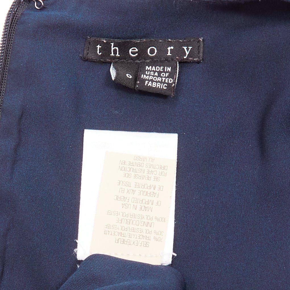 Theory THEORY navy minimal classic round neck midi shift dress US0 XS Size XS / US 0-2 / IT 36-38 - 8 Thumbnail