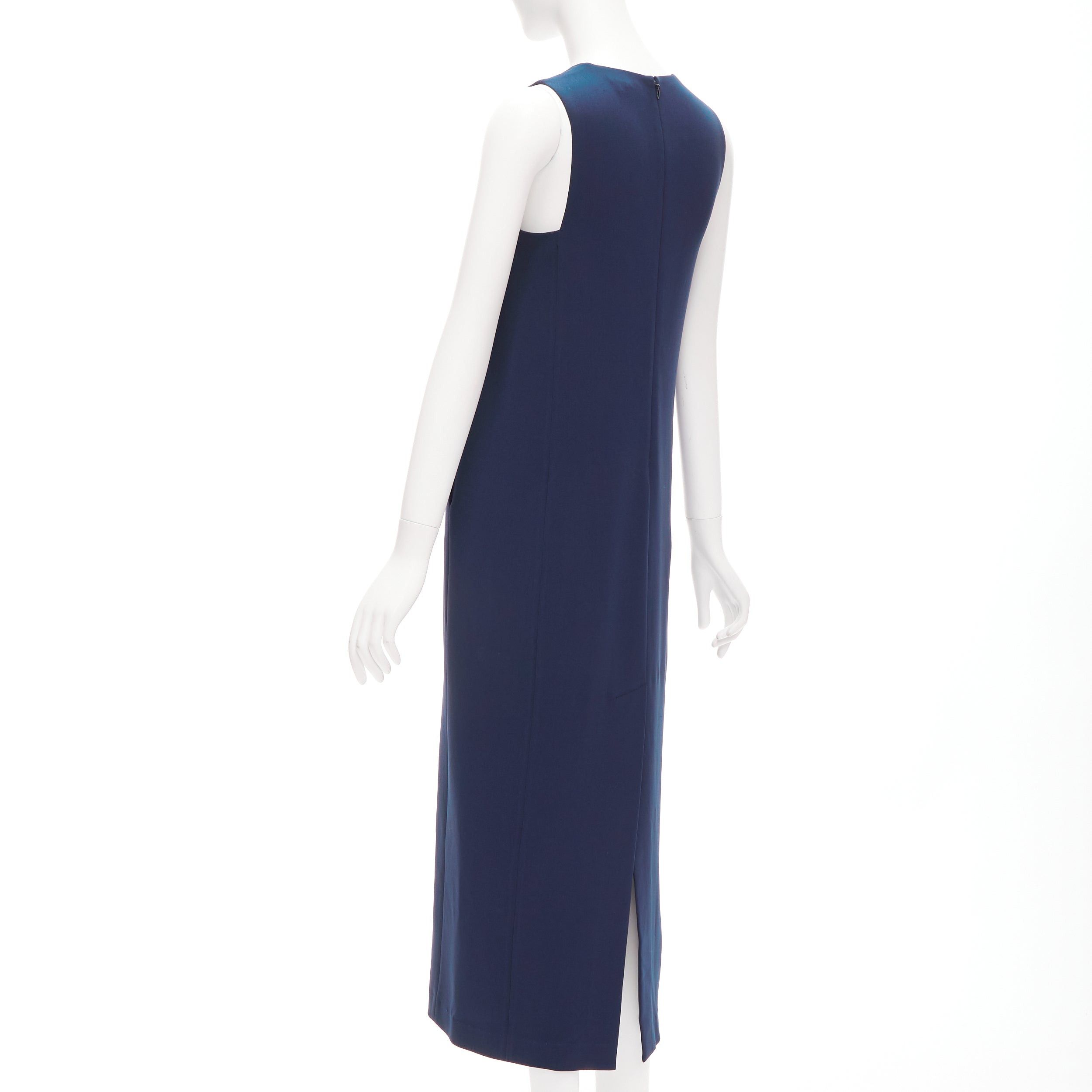 Theory THEORY navy minimal classic round neck midi shift dress US0 XS Size XS / US 0-2 / IT 36-38 - 6 Thumbnail