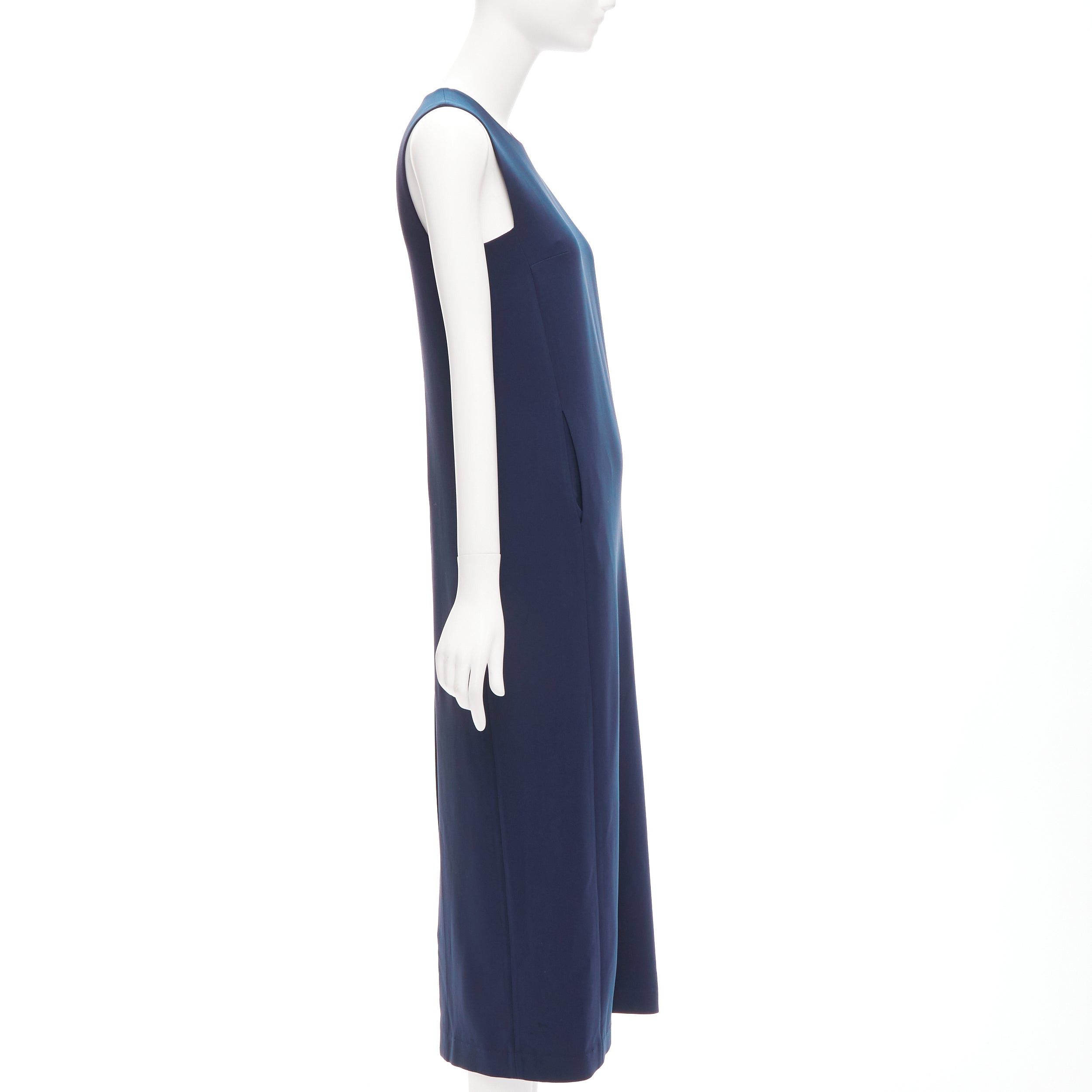 Theory THEORY navy minimal classic round neck midi shift dress US0 XS Size XS / US 0-2 / IT 36-38 - 4 Thumbnail