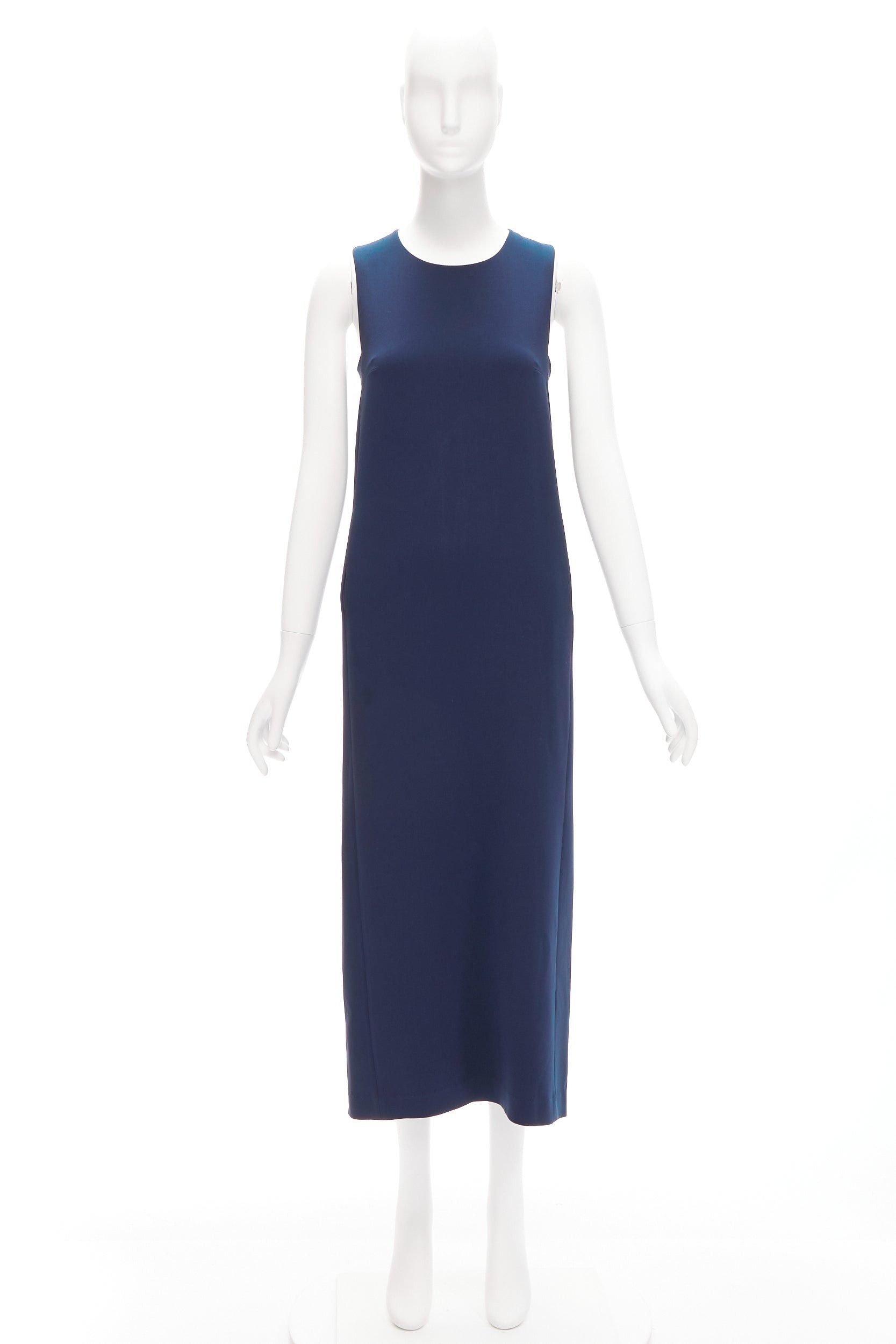 Theory THEORY navy minimal classic round neck midi shift dress US0 XS Size XS / US 0-2 / IT 36-38 - 9 Thumbnail