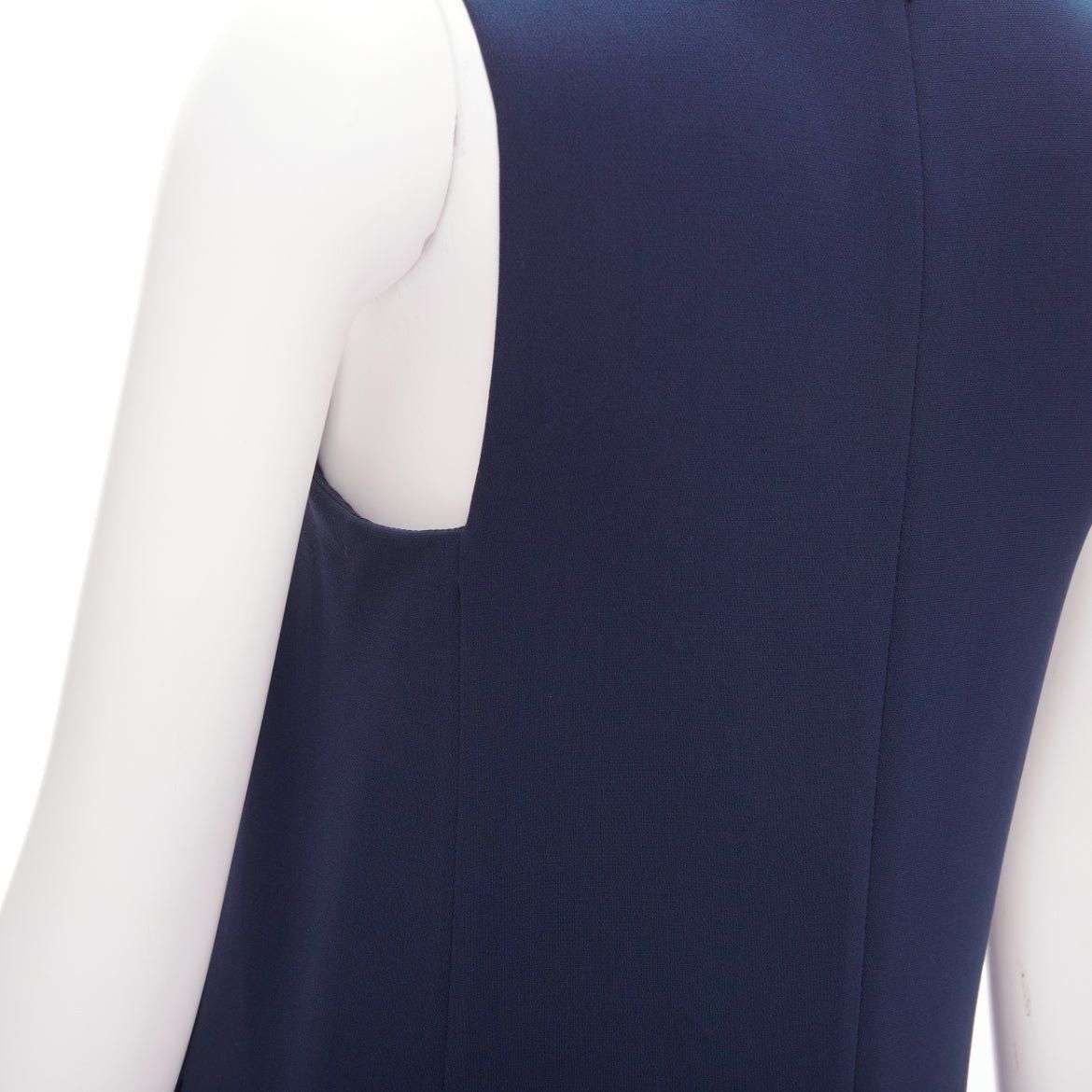 Theory THEORY navy minimal classic round neck midi shift dress US0 XS Size XS / US 0-2 / IT 36-38 - 2 Thumbnail
