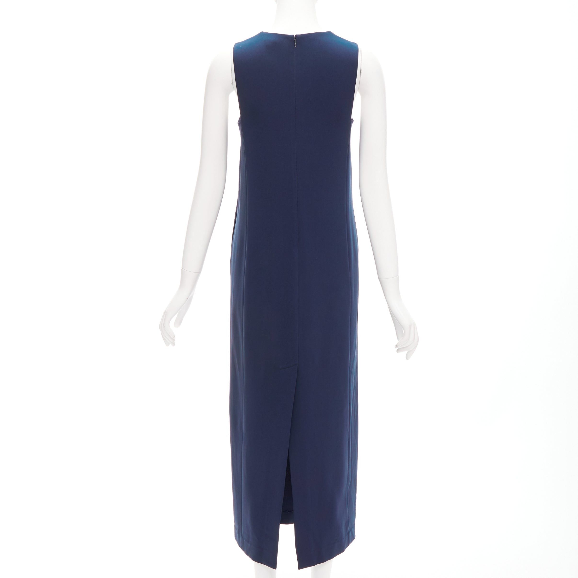 Theory THEORY navy minimal classic round neck midi shift dress US0 XS Size XS / US 0-2 / IT 36-38 - 5 Thumbnail